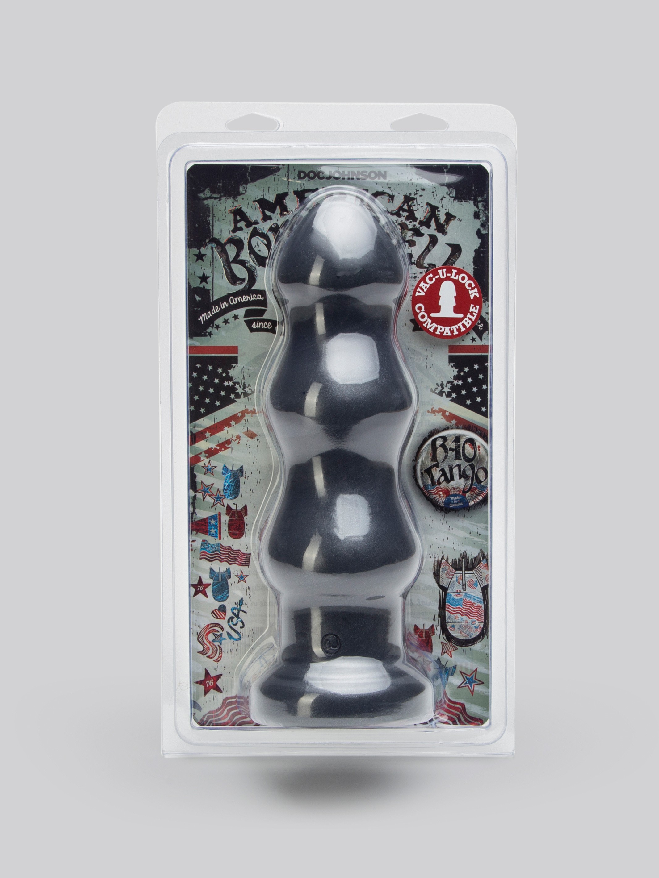 Doc Johnson American Bombshell Large B-10 Tango Butt Plug 9 Inch, Black, hi-res