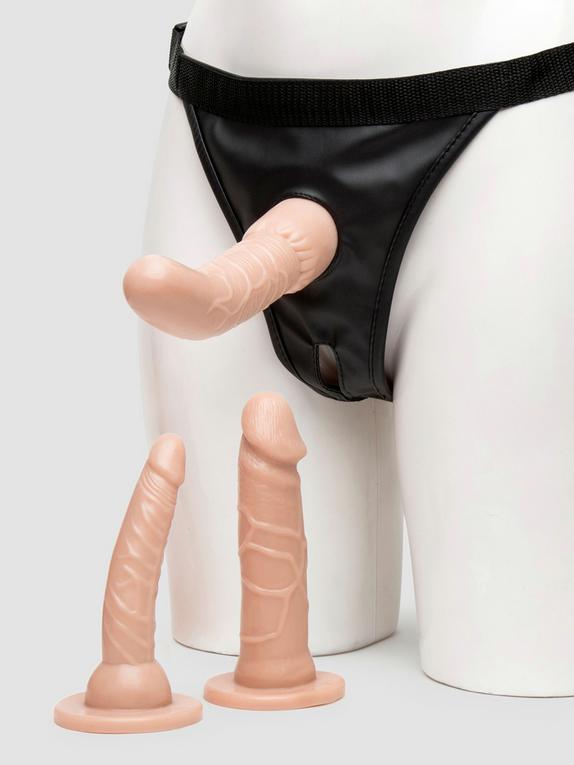 Unisex Strap-On Harness Kit with 3 Realistic Dildos, Flesh Pink, hi-res