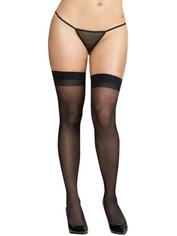 Dreamgirl Plus Size Sheer Stockings with Back Seams, Black, hi-res