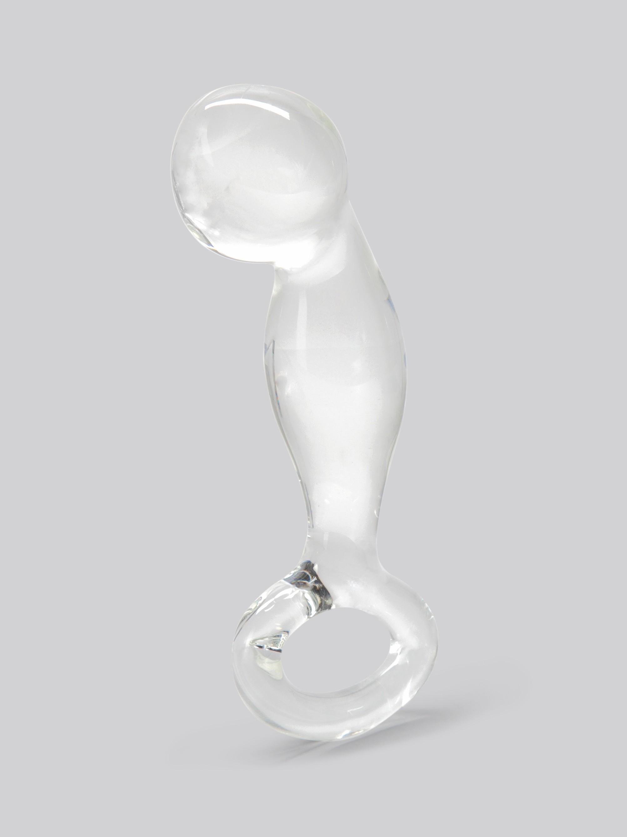 Icicles No 46 Curved P-Spot Glass Butt Plug, Clear, hi-res