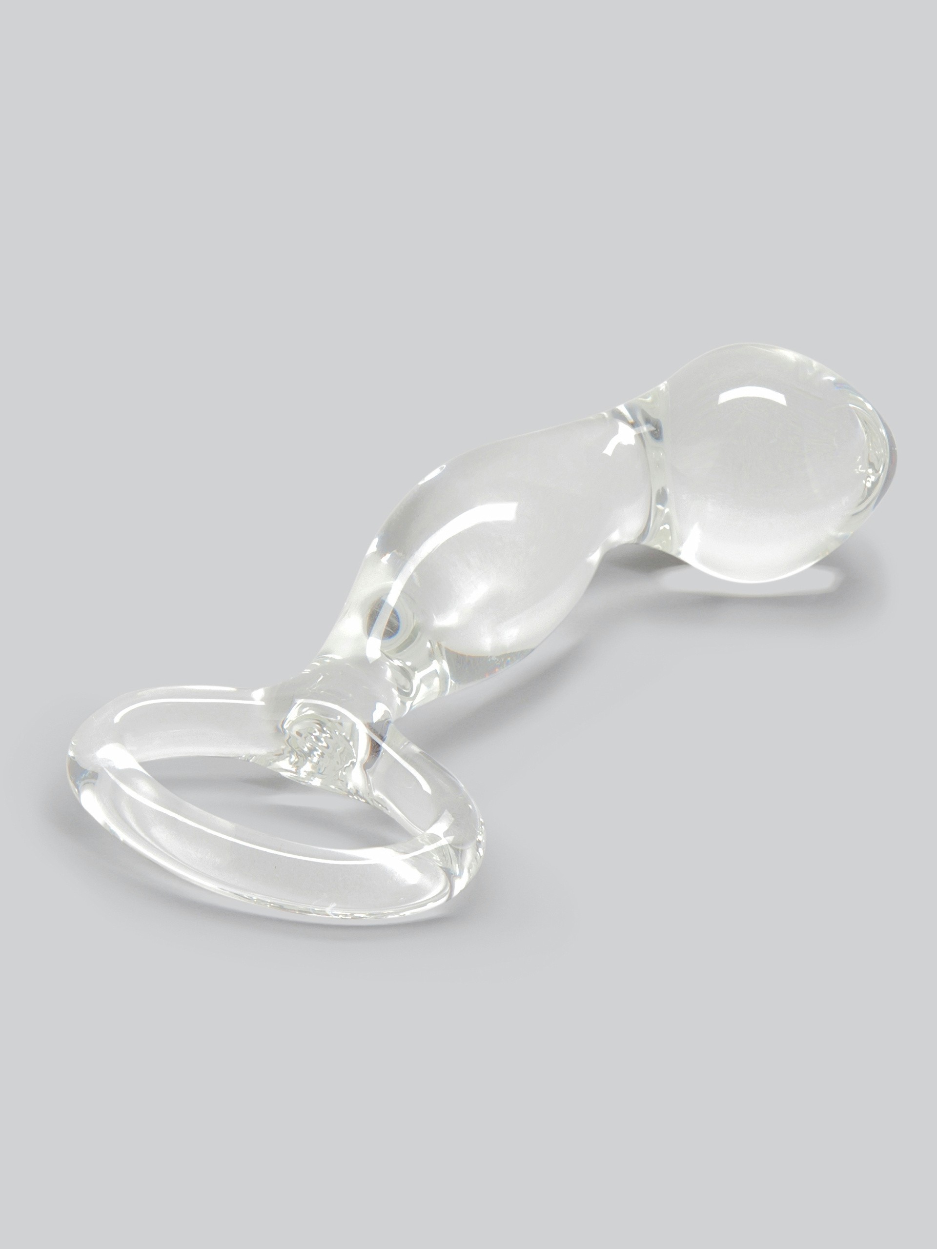 Icicles No 46 Curved P-Spot Glass Butt Plug, Clear, hi-res
