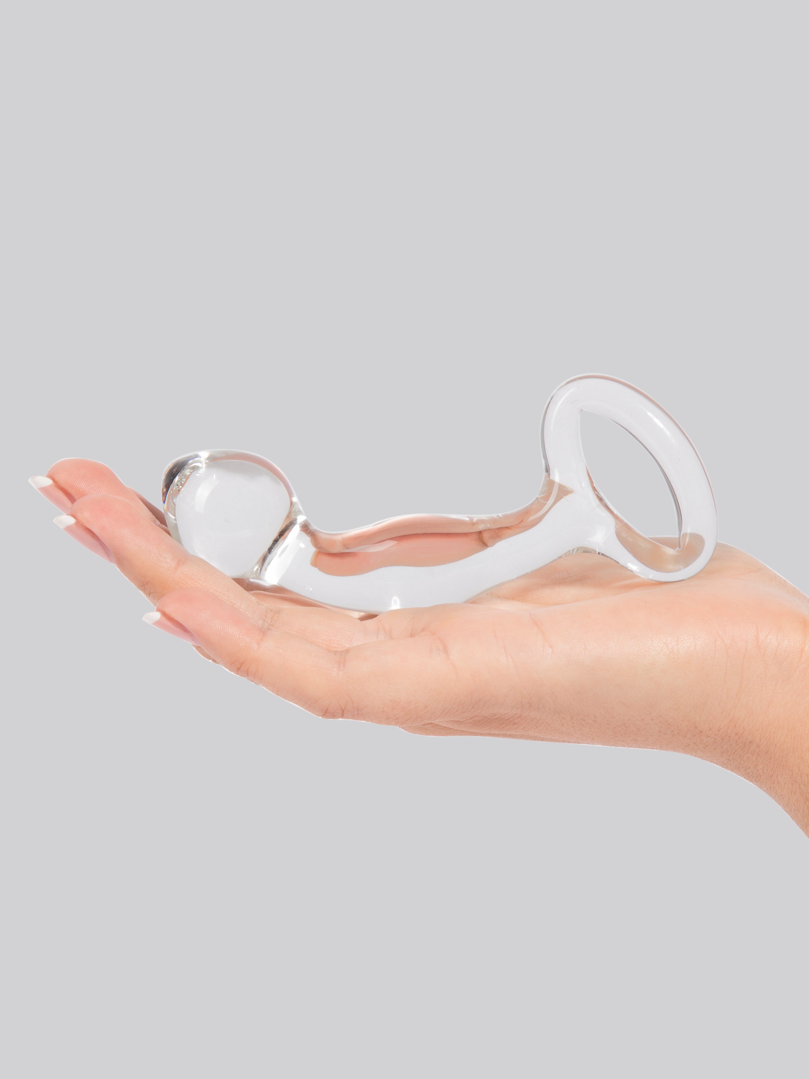 Icicles No 46 Curved P-Spot Glass Butt Plug, Clear, hi-res