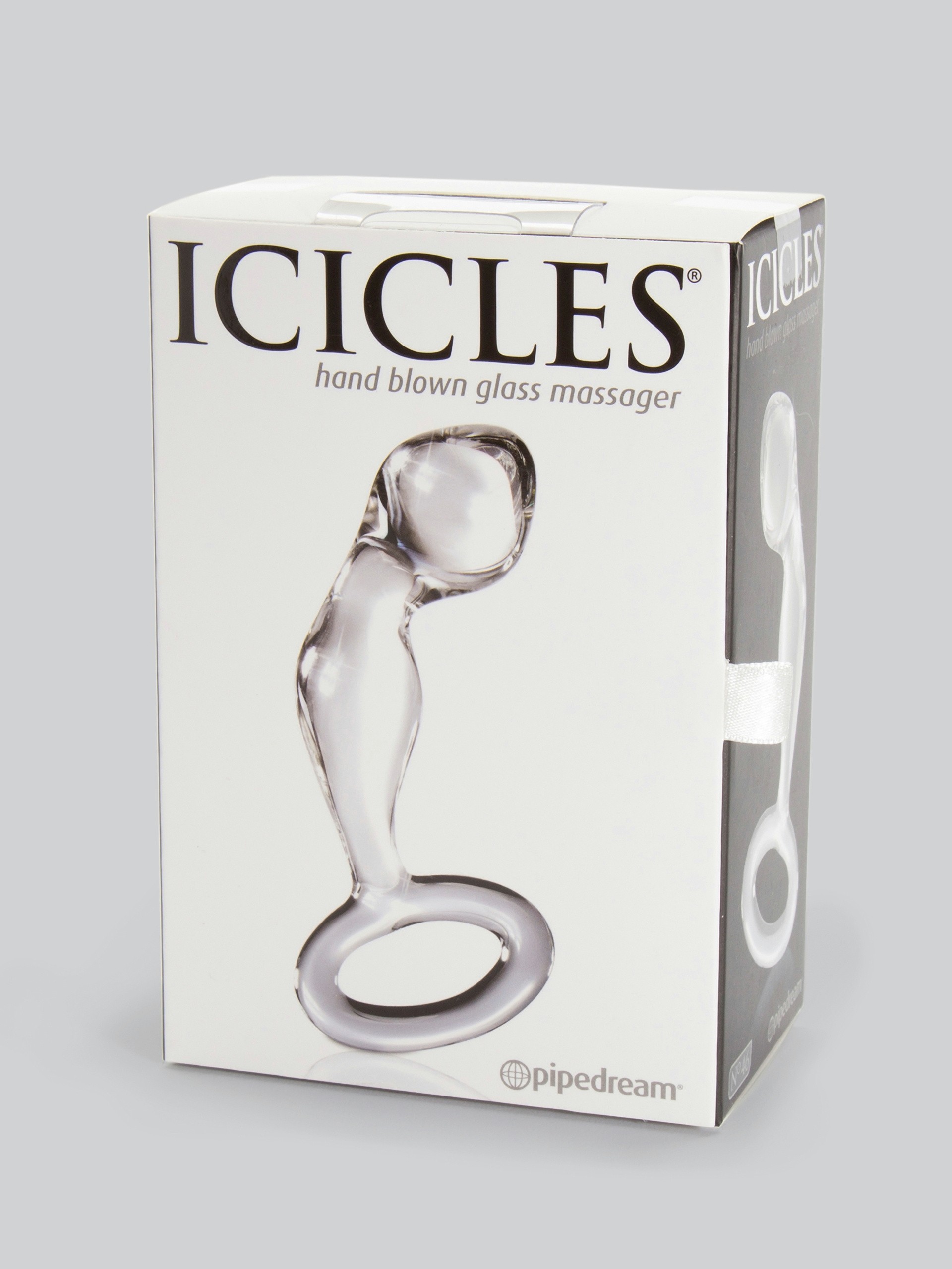 Icicles No 46 Curved P-Spot Glass Butt Plug, Clear, hi-res