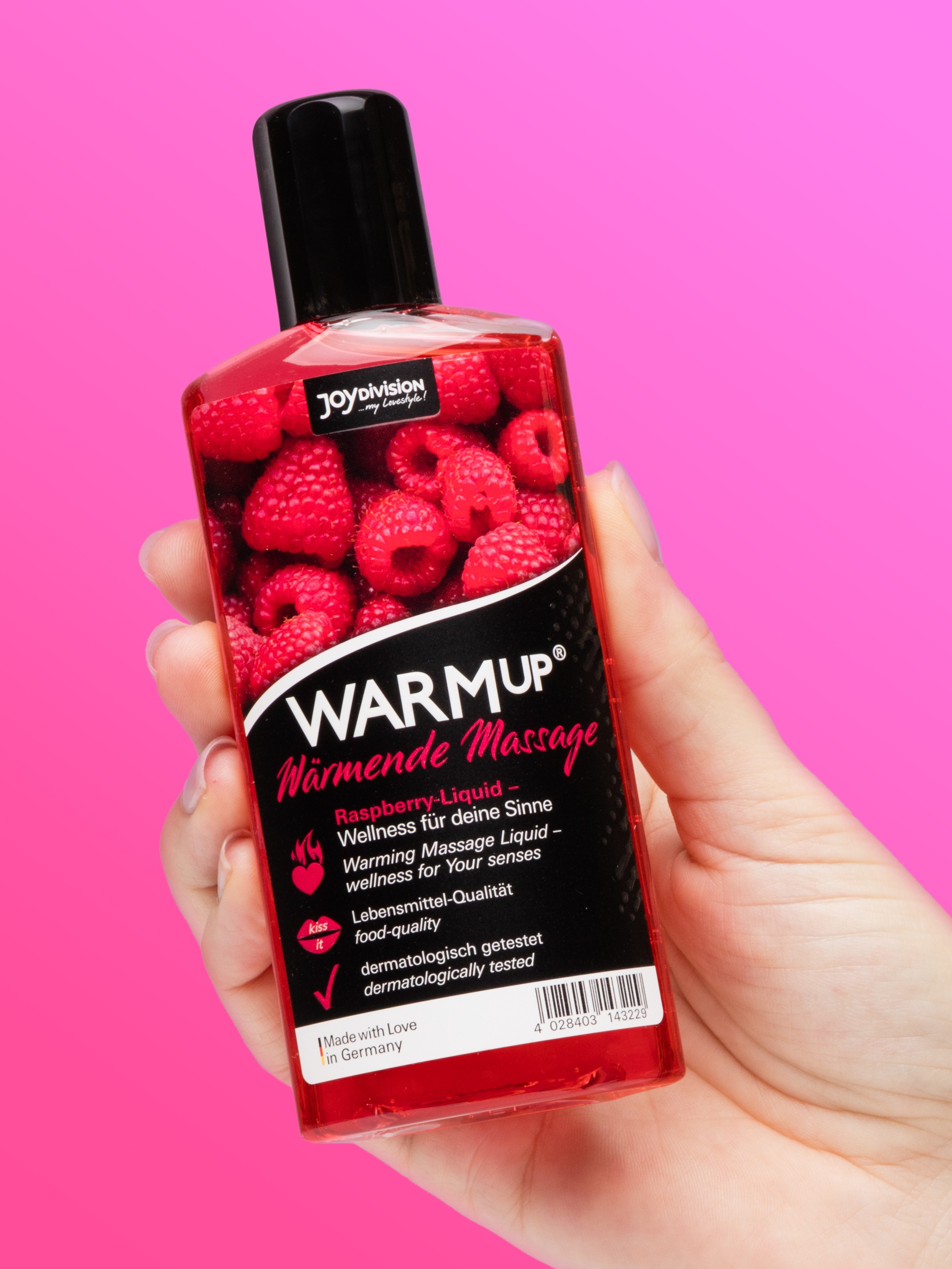 Warming Raspberry Flavoured Massage Lubricant 150ml, , hi-res