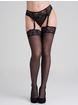 Lovehoney Sheer Black Lace Top Thigh-High Stockings, Black, hi-res