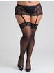 Lovehoney Plus Size Sheer Lace Top Thigh-High Stockings, Black, hi-res