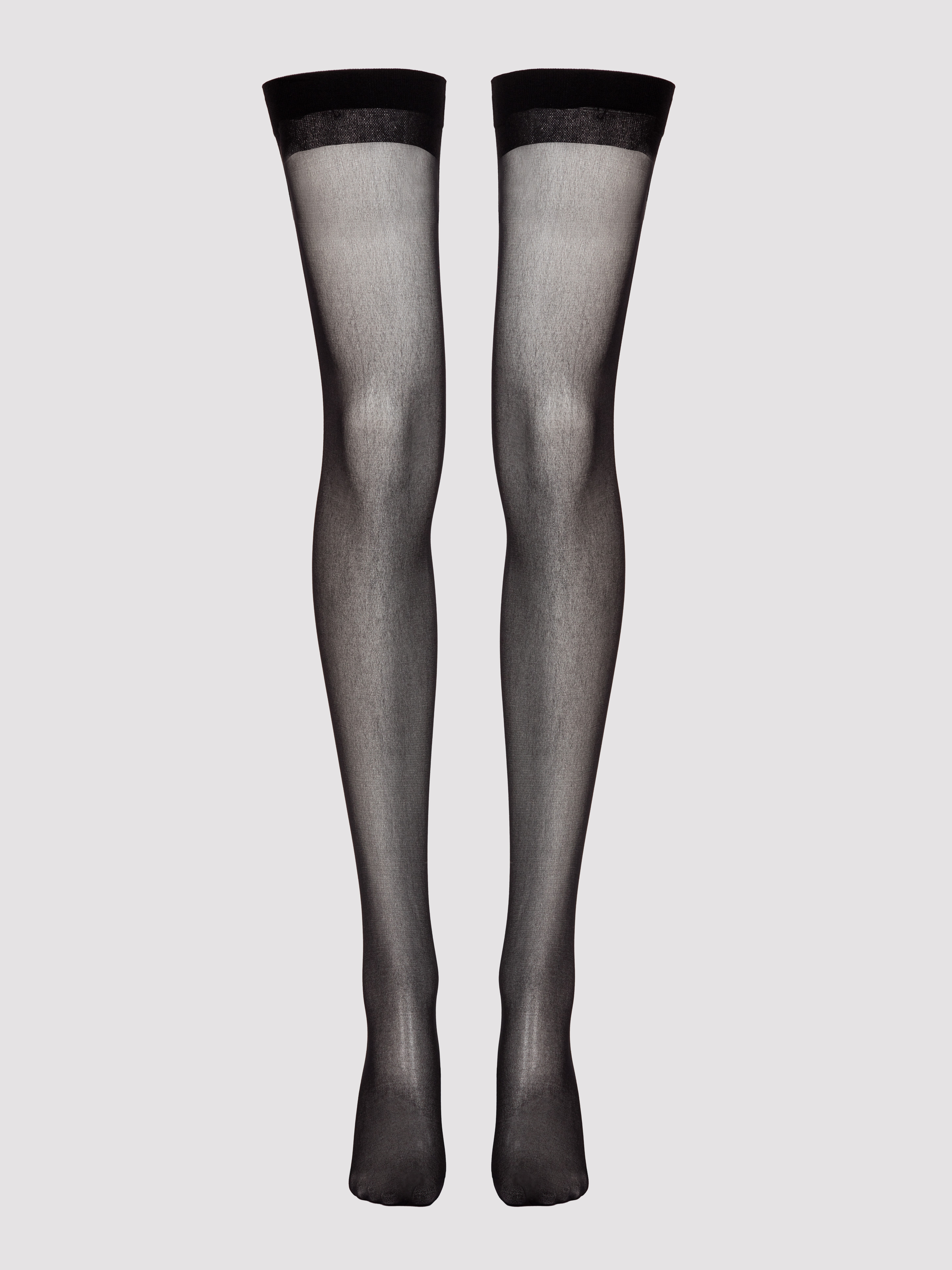 Lovehoney Sheer Thigh High Stockings, Black, hi-res