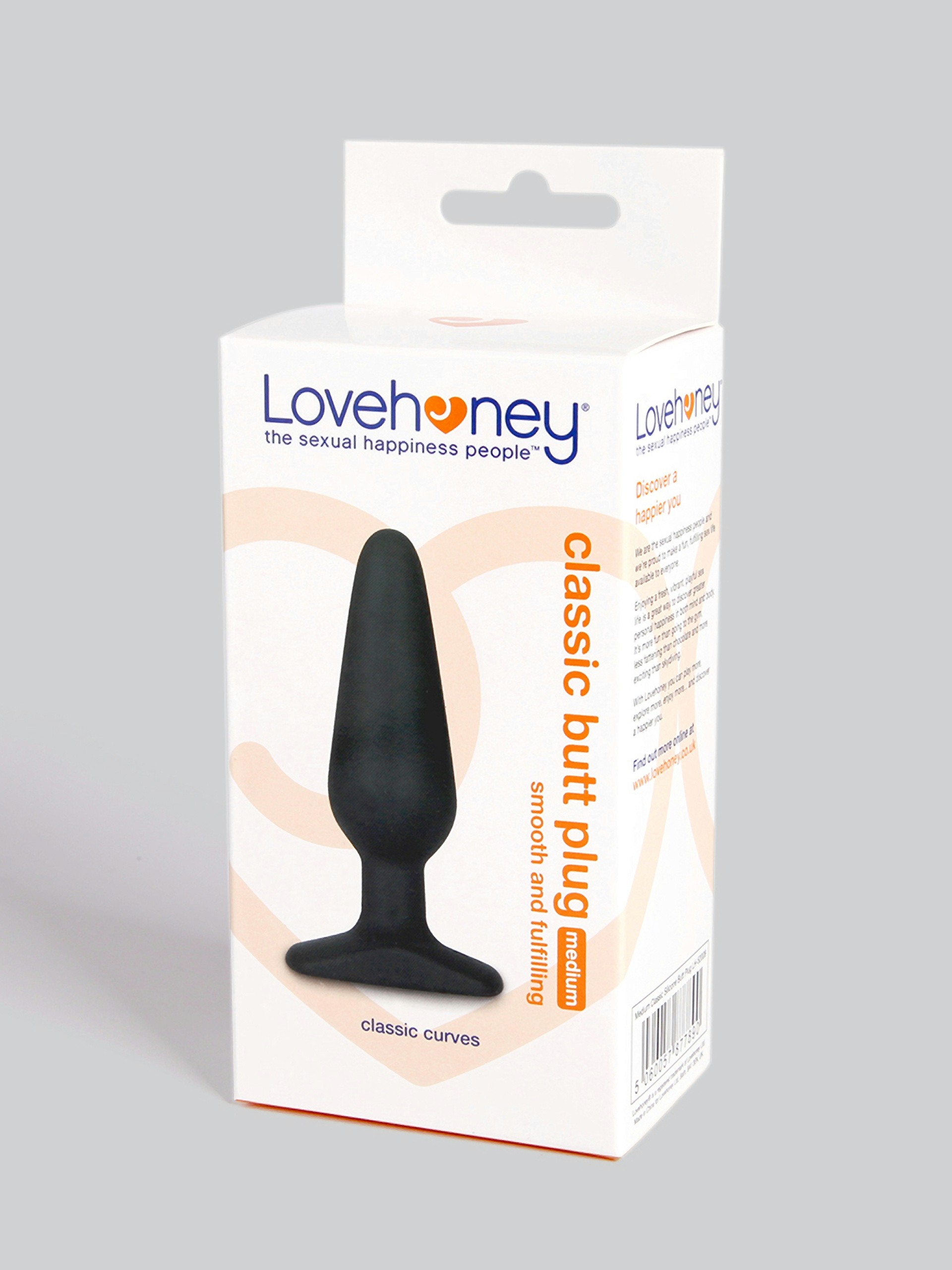 Lovehoney Classic Silicone Medium Butt Plug, Black, hi-res