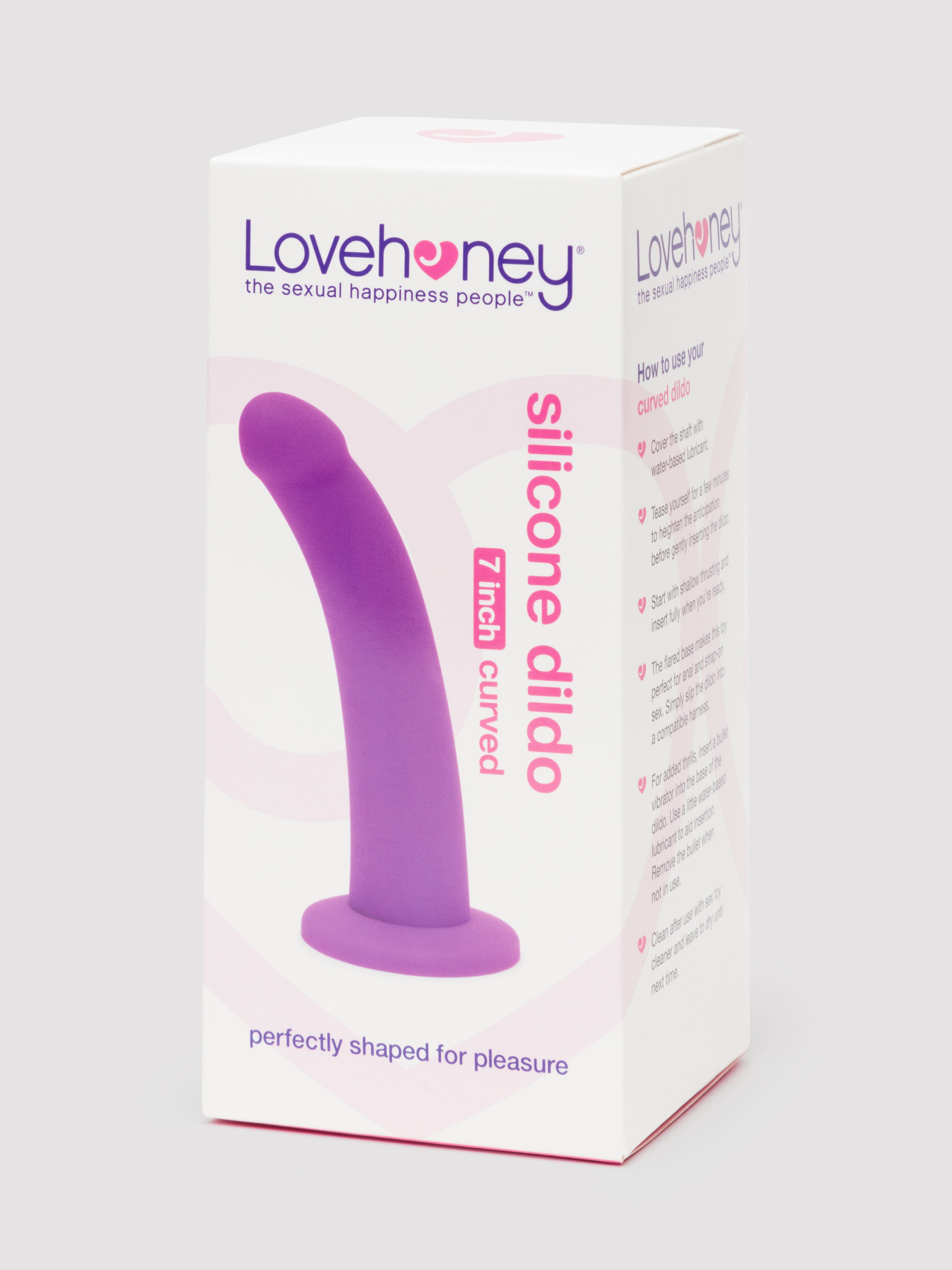 Lovehoney Curved Silicone Suction Cup Dildo 7 Inch, Pink, hi-res
