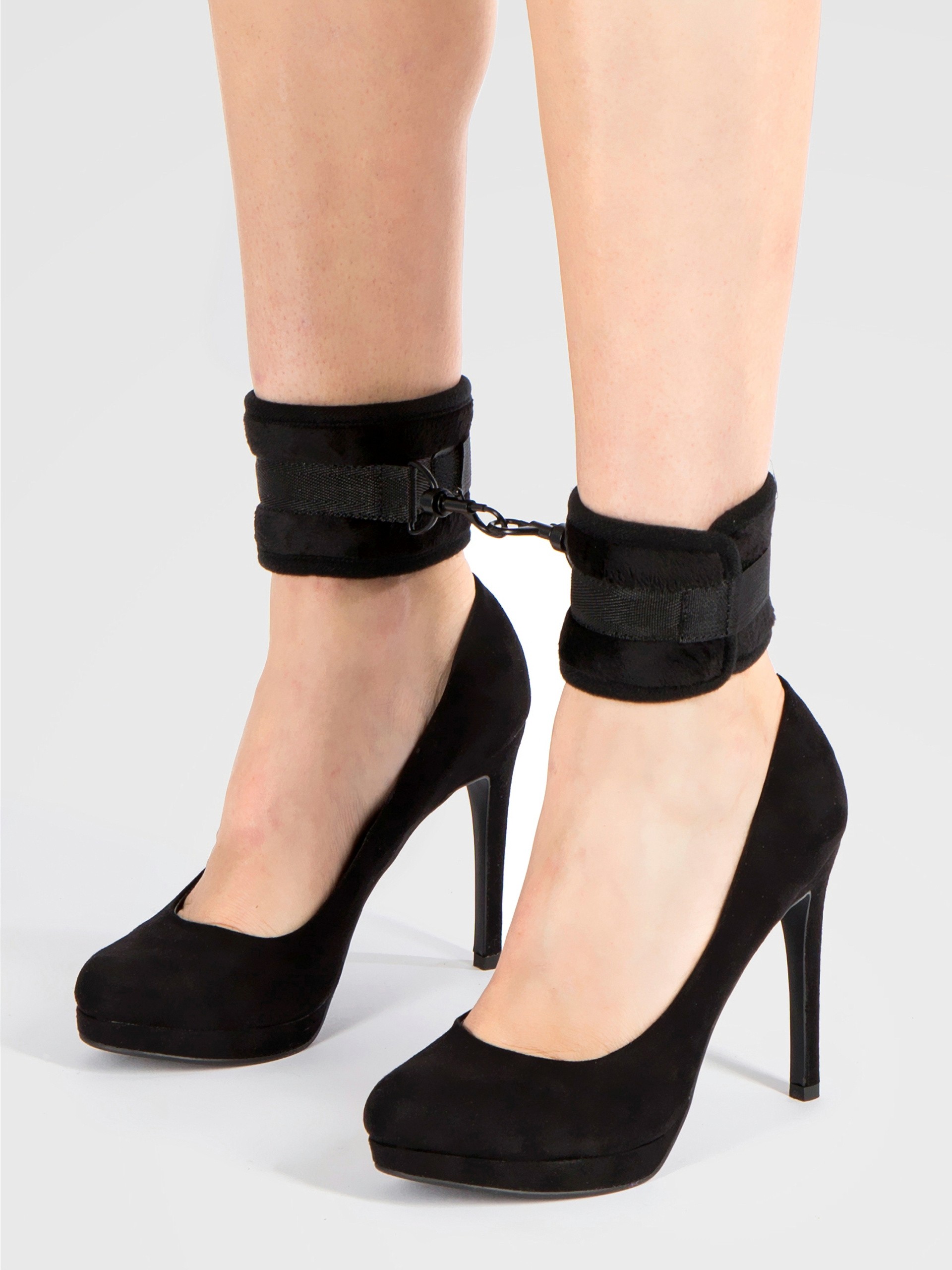 Bondage Boutique Soft Ankle Cuffs, Black, hi-res