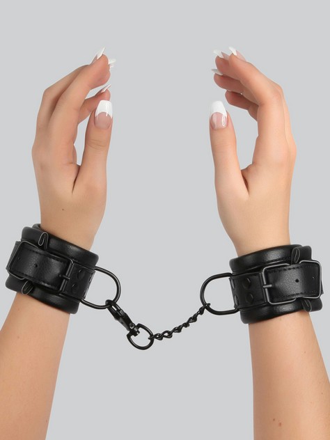 Heavy Padded Leather Bondage Cuffs Black and Creamy White