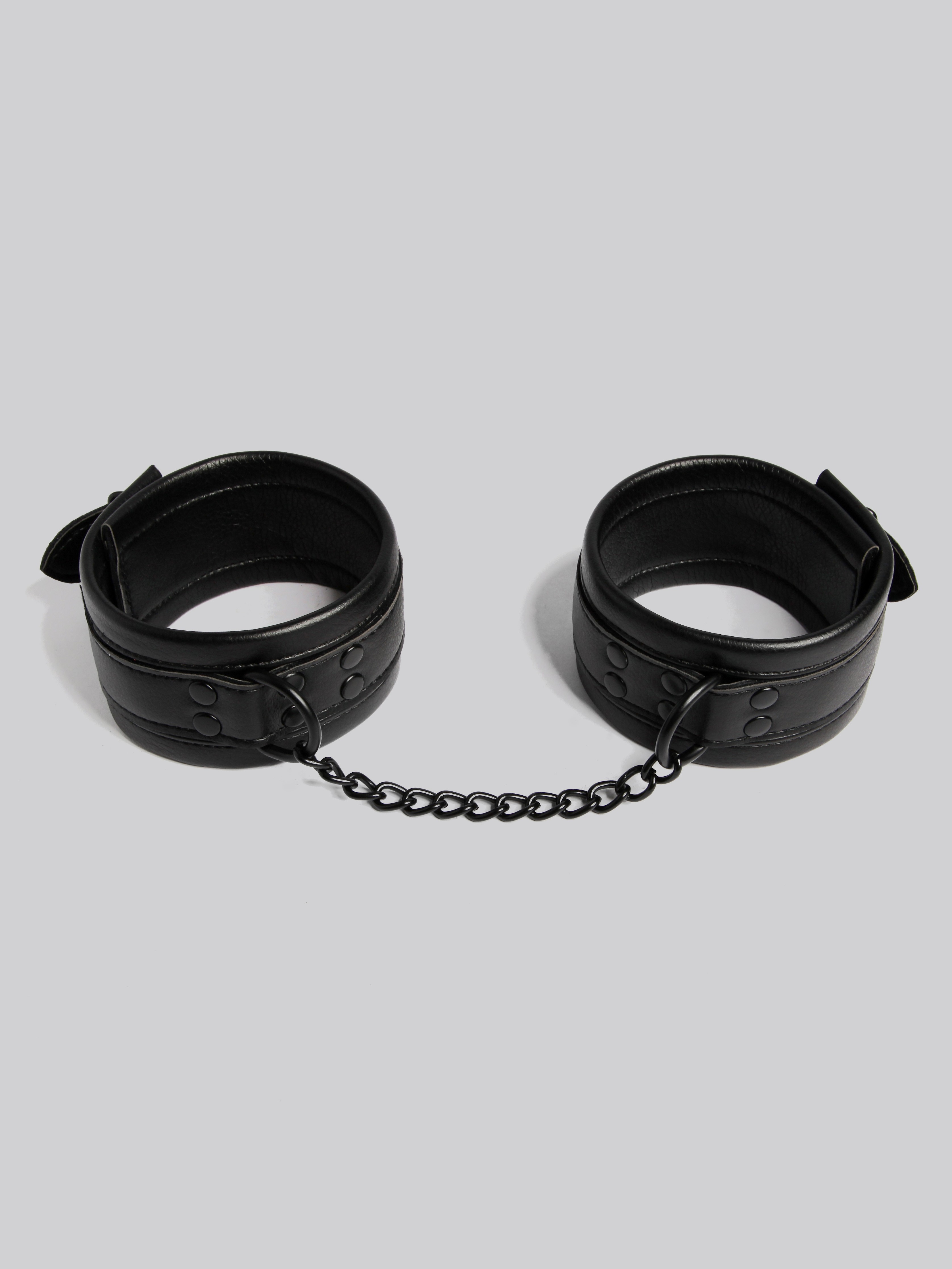 Bondage Boutique Faux Leather Ankle Cuffs, Black, hi-res