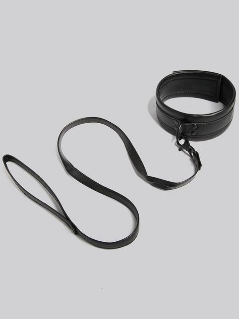 Bondage Boutique Faux Leather Collar and Lead, Black, hi-res