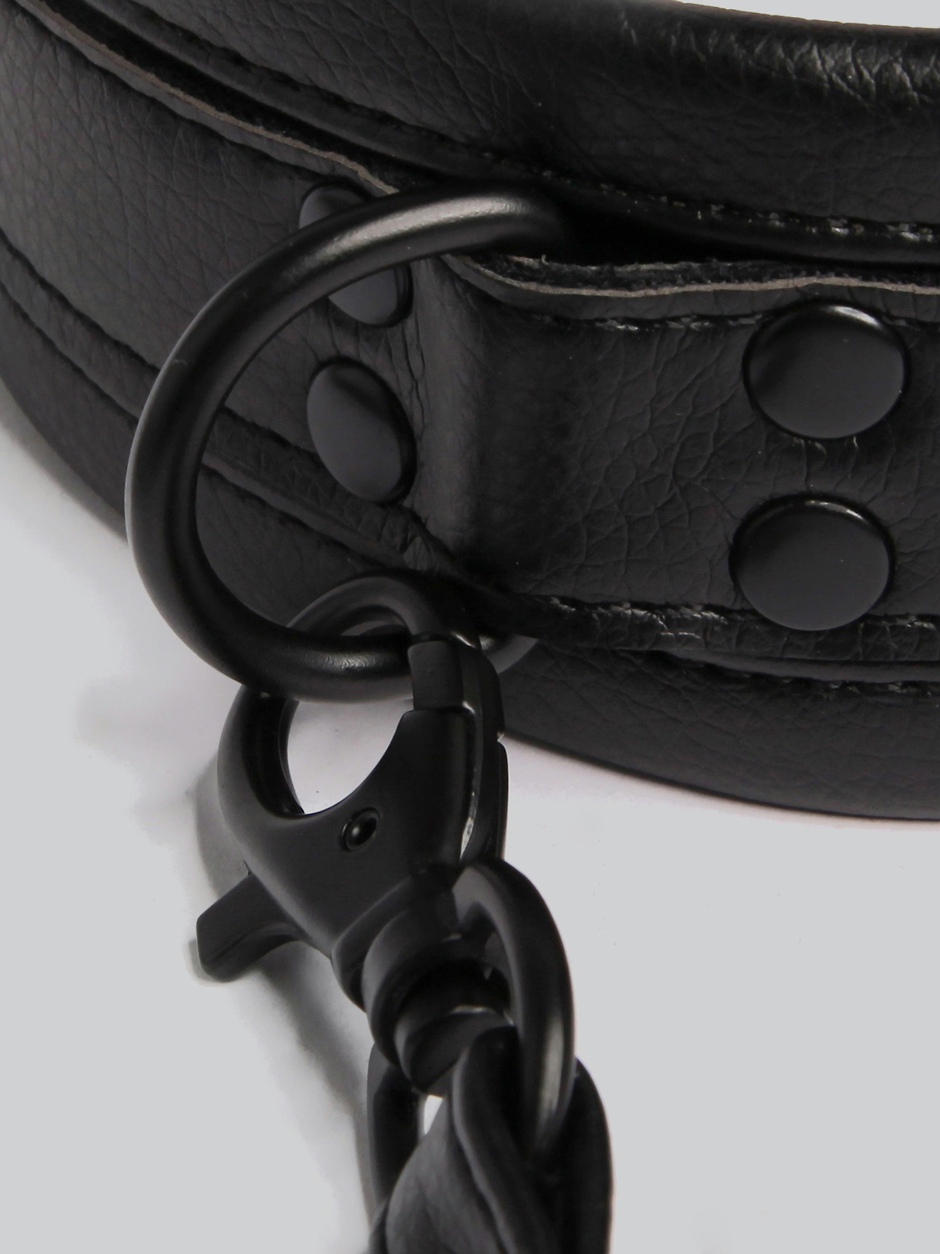 Bondage Boutique Faux Leather Collar and Lead, Black, hi-res