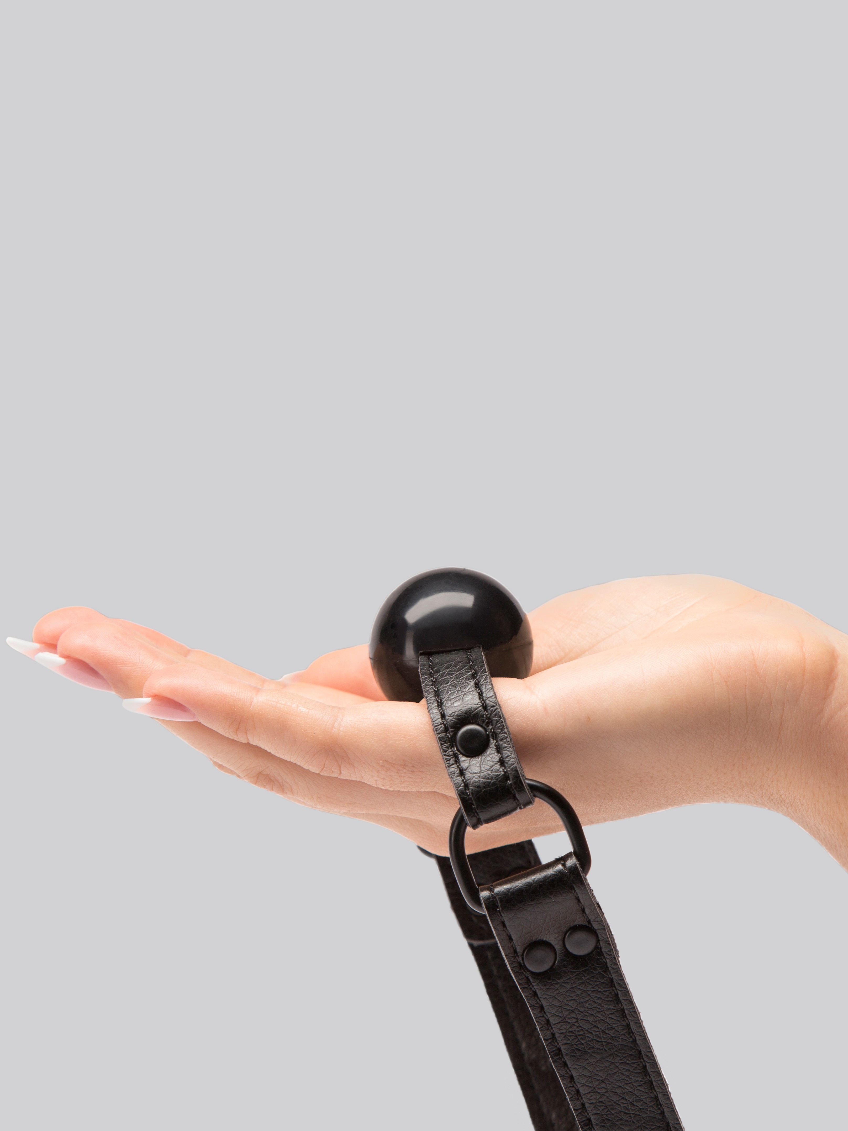 Bondage Boutique Faux Leather Small Ball Gag, Black, hi-res