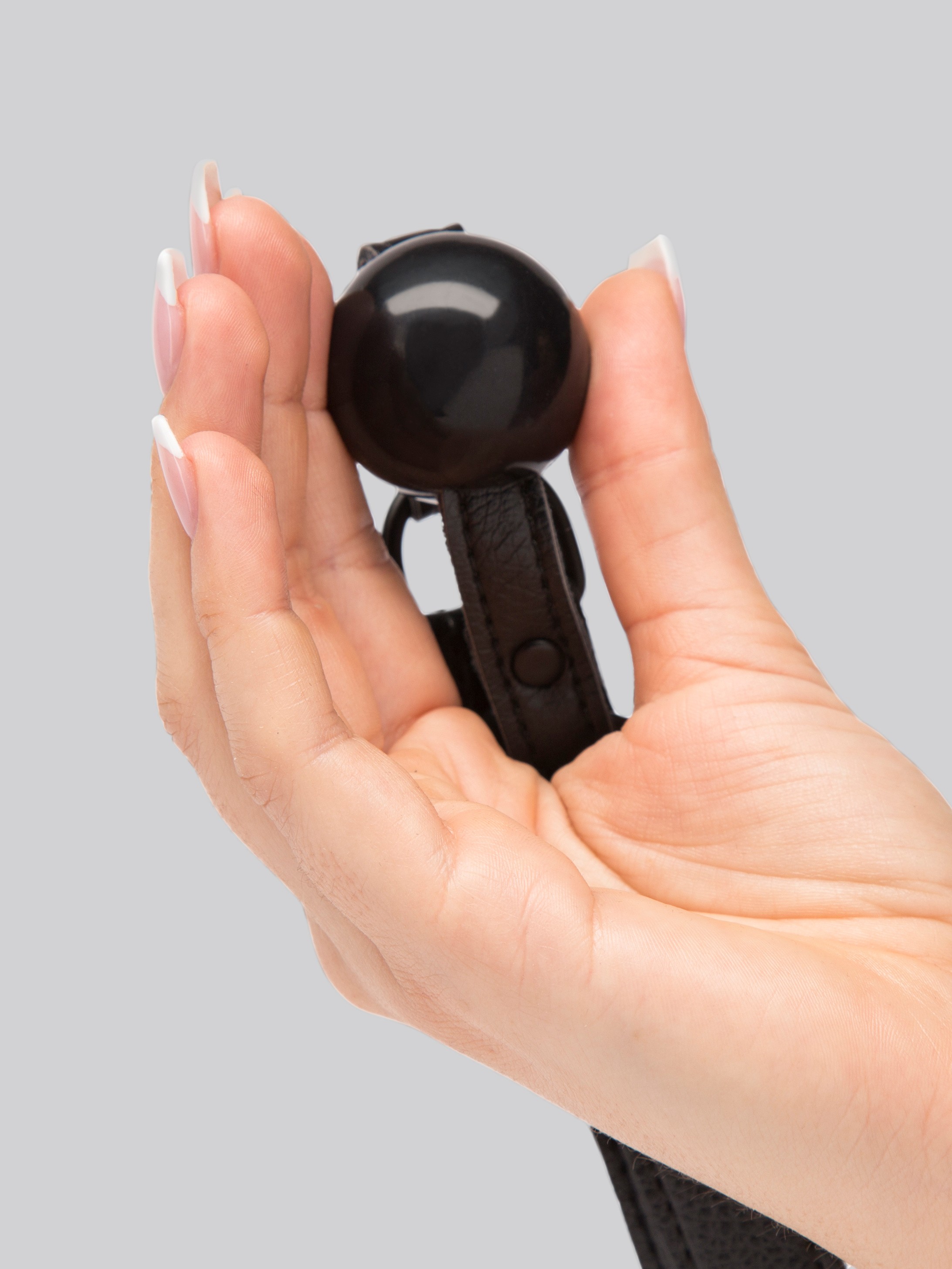 Bondage Boutique Faux Leather Small Ball Gag, Black, hi-res