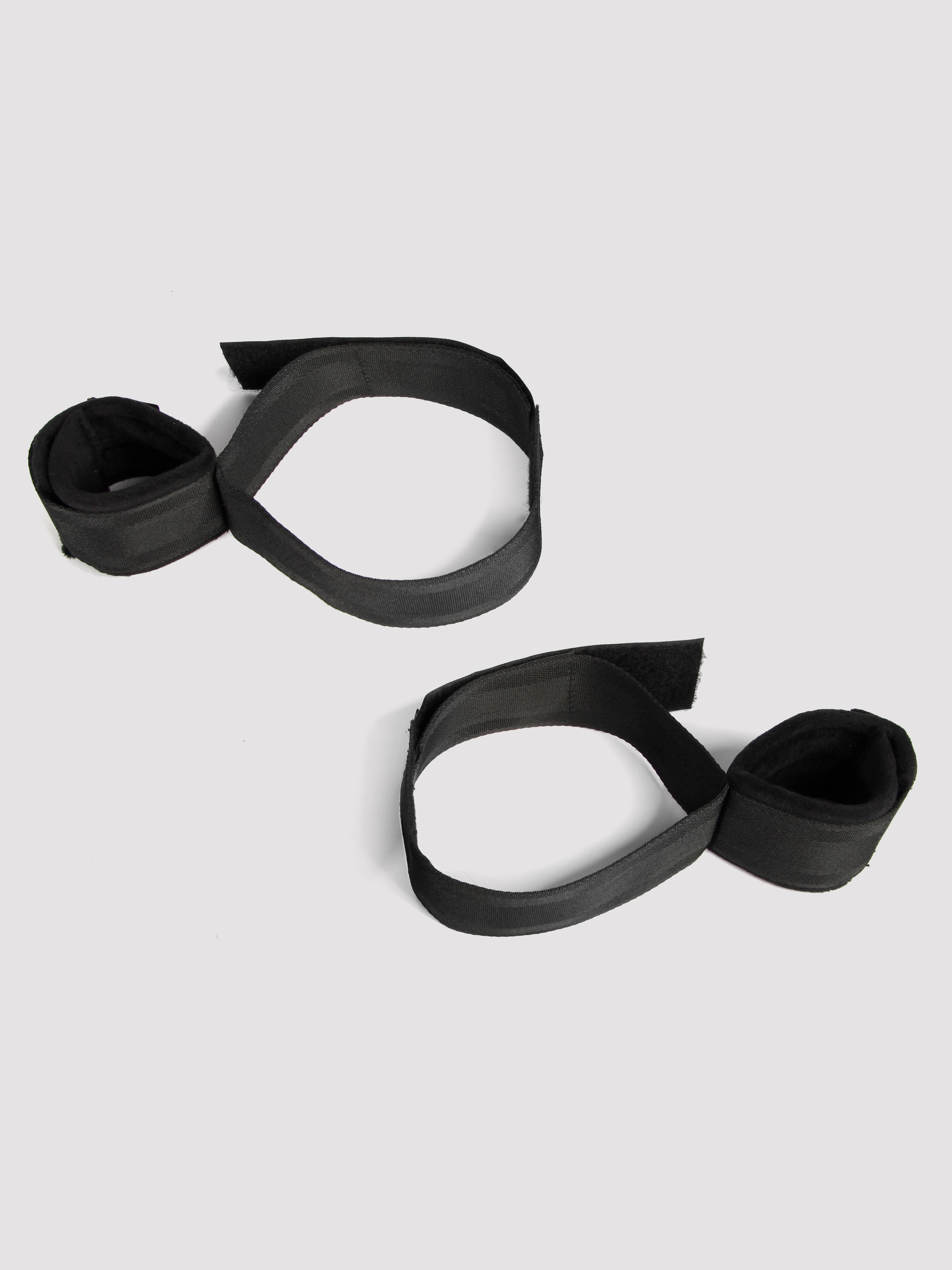 Bondage Boutique Soft Wrist-to-Thigh Cuffs, Black, hi-res