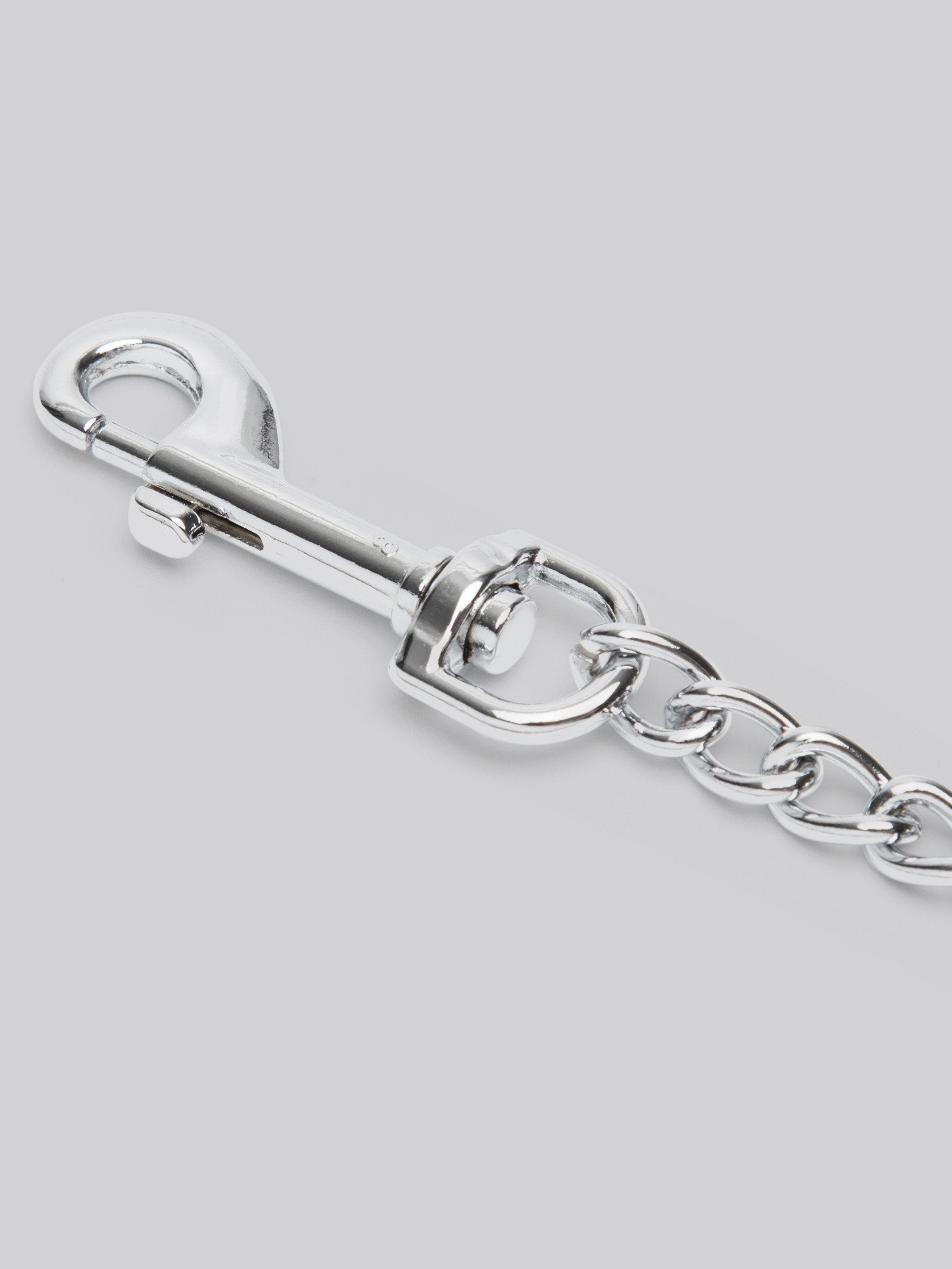 Bondage Boutique Chain Lead with Leather Handle, Black, hi-res