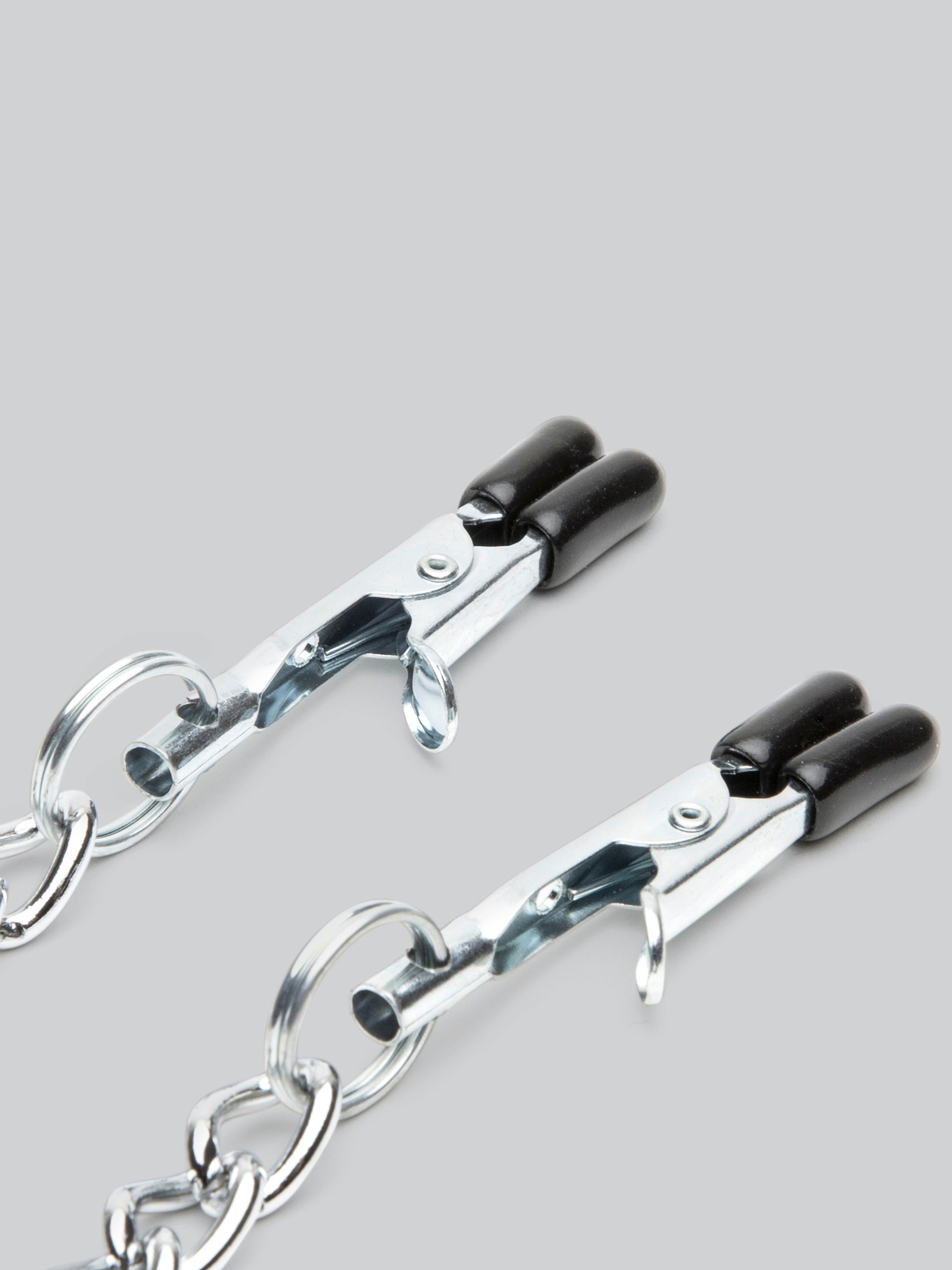 Bondage Boutique Advanced Leather Collar with Nipple Clamps, Black, hi-res