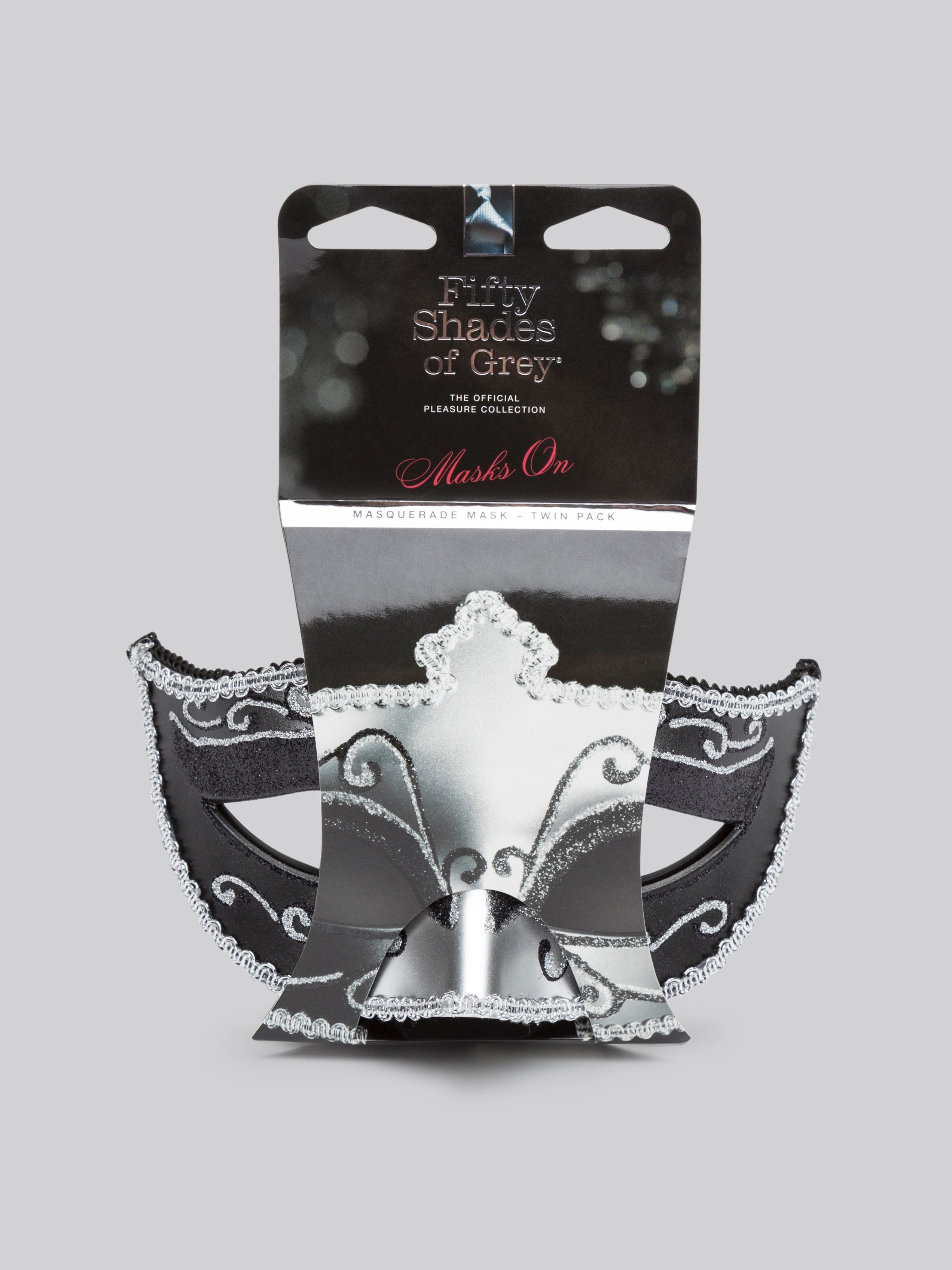 Fifty Shades of Grey Masks On Masquerade Mask (Twin Pack), Silver, hi-res