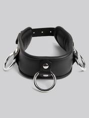 DOMINIX Deluxe Padded Leather Collar and Wrist Restraint Set, Black, hi-res