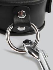 DOMINIX Deluxe Padded Leather Collar and Wrist Restraint Set, Black, hi-res