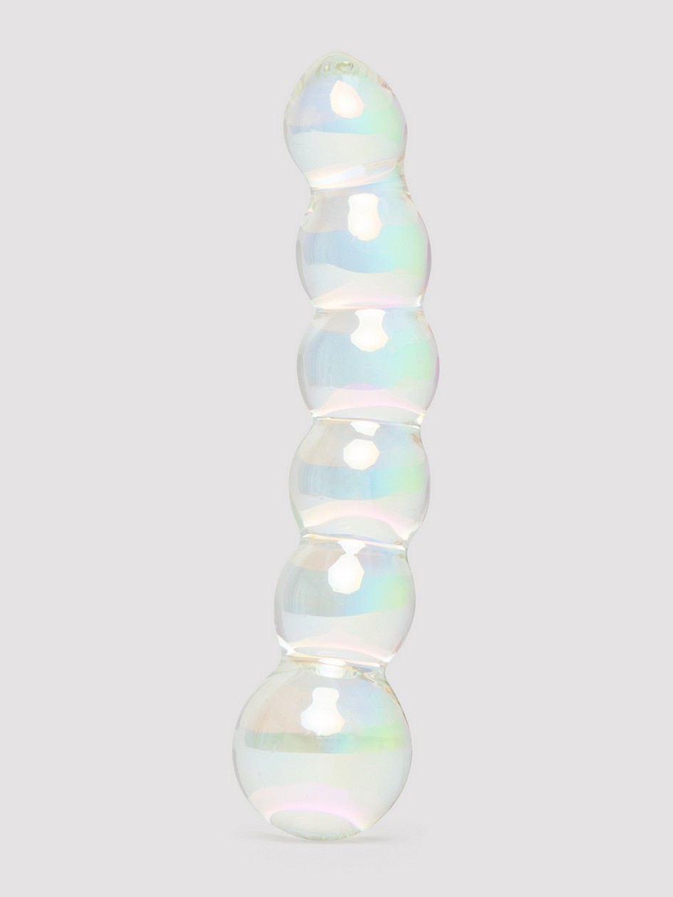 Lovehoney Beaded Sensual Glass Dildo 7 Inch, Clear, hi-res