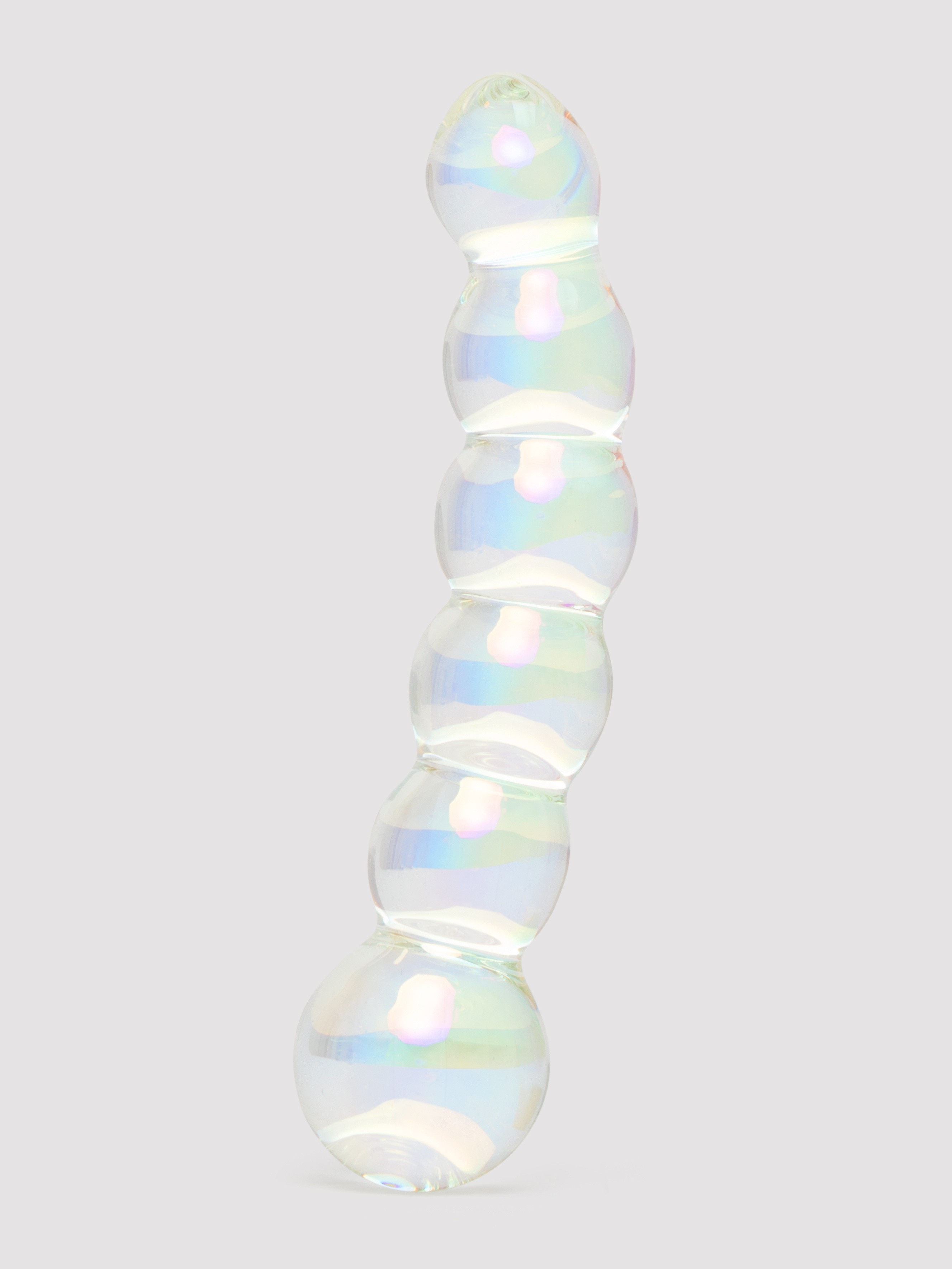 Lovehoney Beaded Sensual Glass Dildo 7 Inch, Clear, hi-res