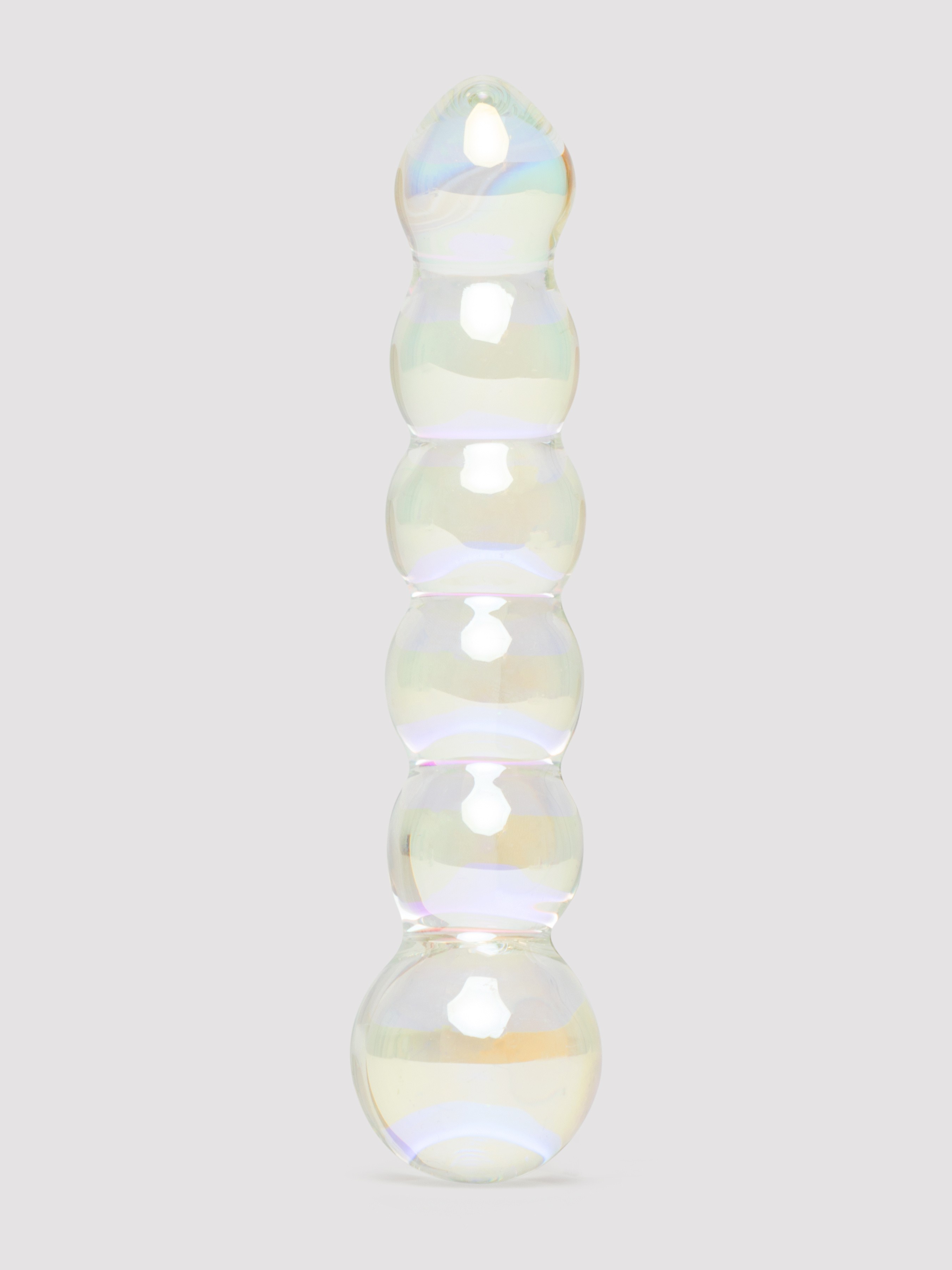 Lovehoney Beaded Sensual Glass Dildo 7 Inch, Clear, hi-res