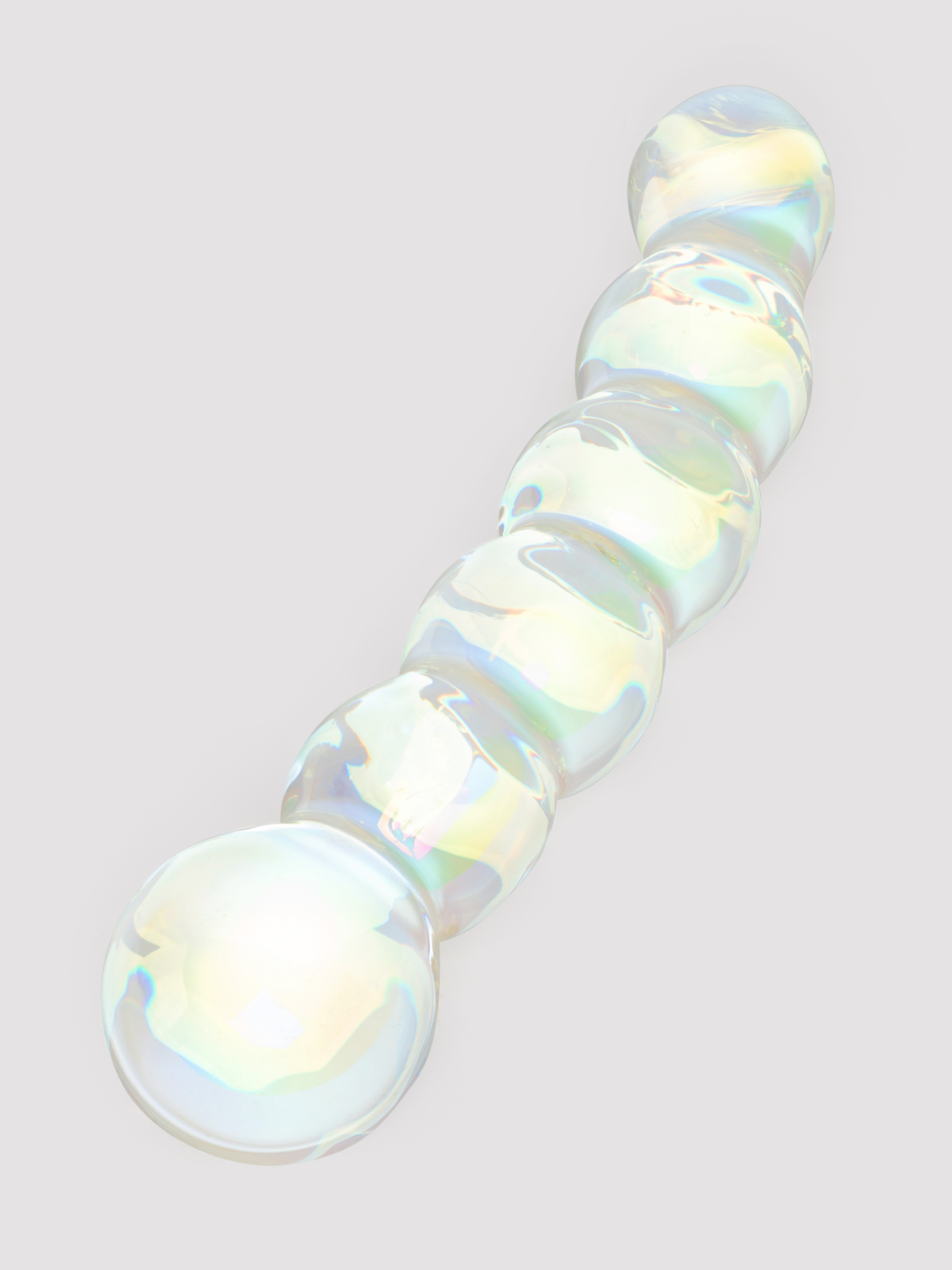 Lovehoney Beaded Sensual Glass Dildo 7 Inch, Clear, hi-res