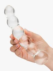 Lovehoney Beaded Sensual Glass Dildo 7 Inch, Clear, hi-res