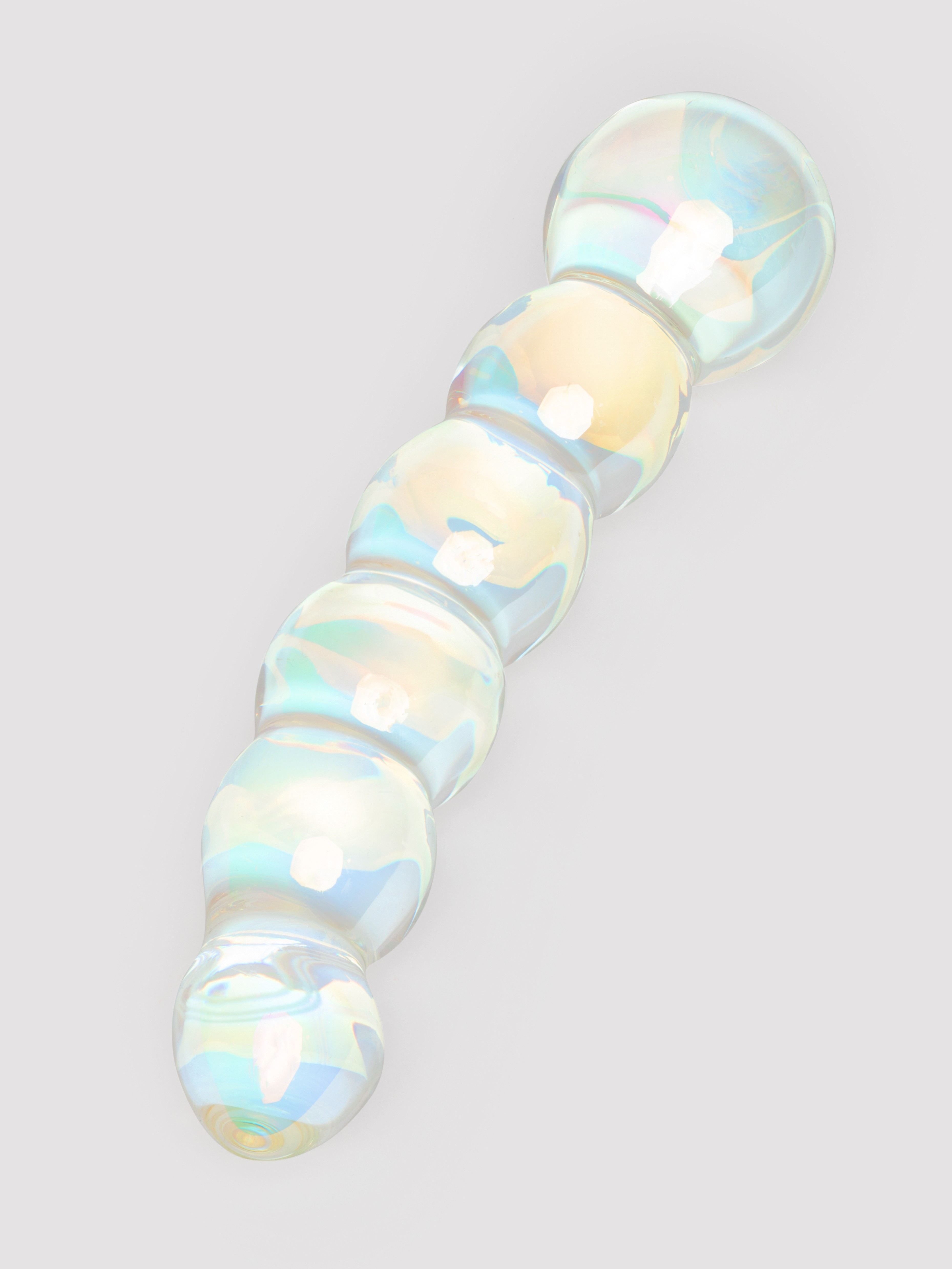 Lovehoney Beaded Sensual Glass Dildo 7 Inch, Clear, hi-res