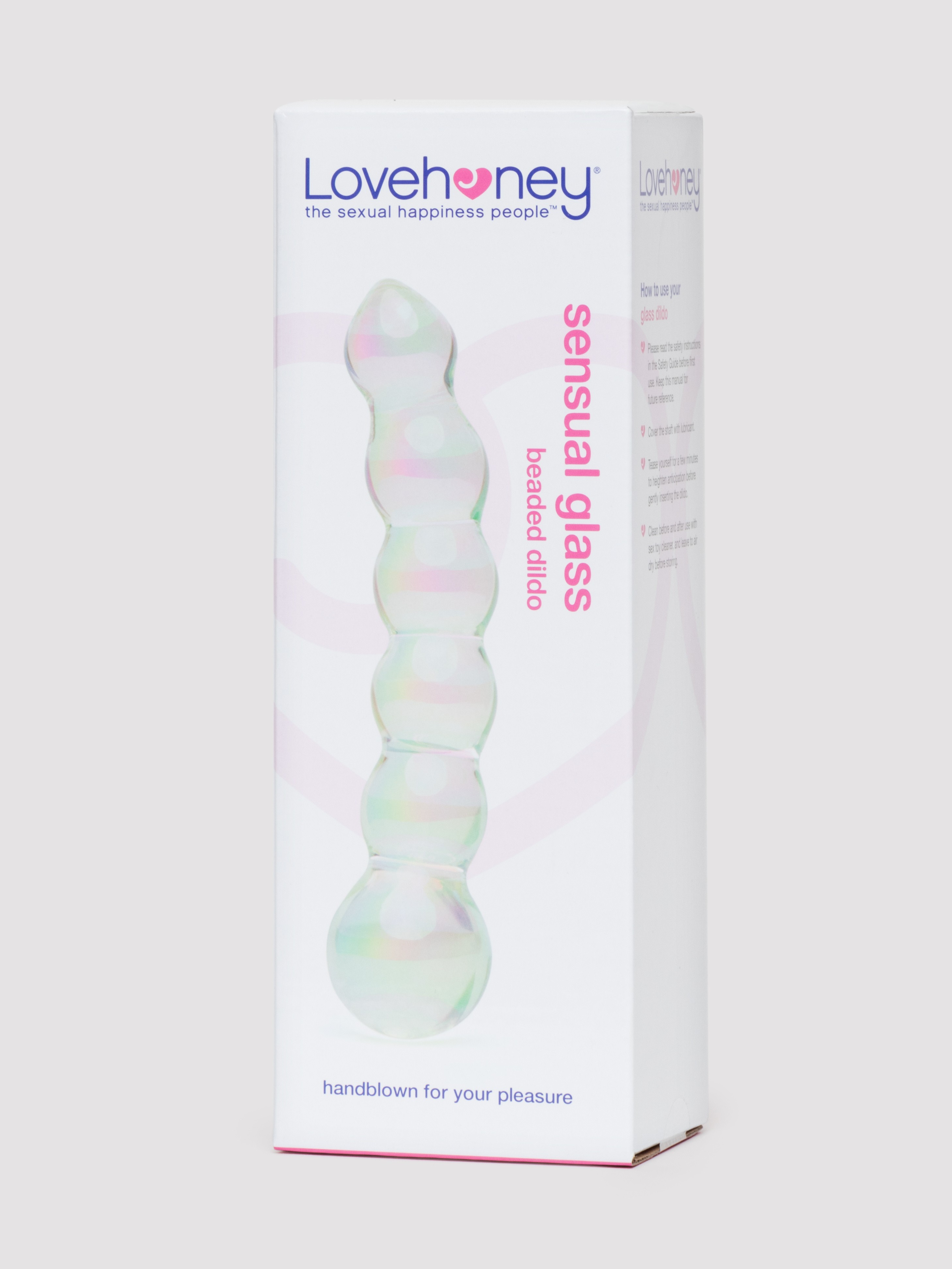 Lovehoney Beaded Sensual Glass Dildo 7 Inch, Clear, hi-res