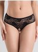 Lovehoney Crotchless Lace Ruffle-Back Knickers, Black, hi-res
