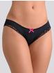 Lovehoney Crotchless Black Lace-Back Knickers, Black, hi-res