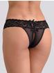Lovehoney Crotchless Lace Thong with Satin Bows, Black, hi-res