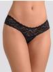 Lovehoney Bow Detail Crotchless Lace Thong, Black, hi-res