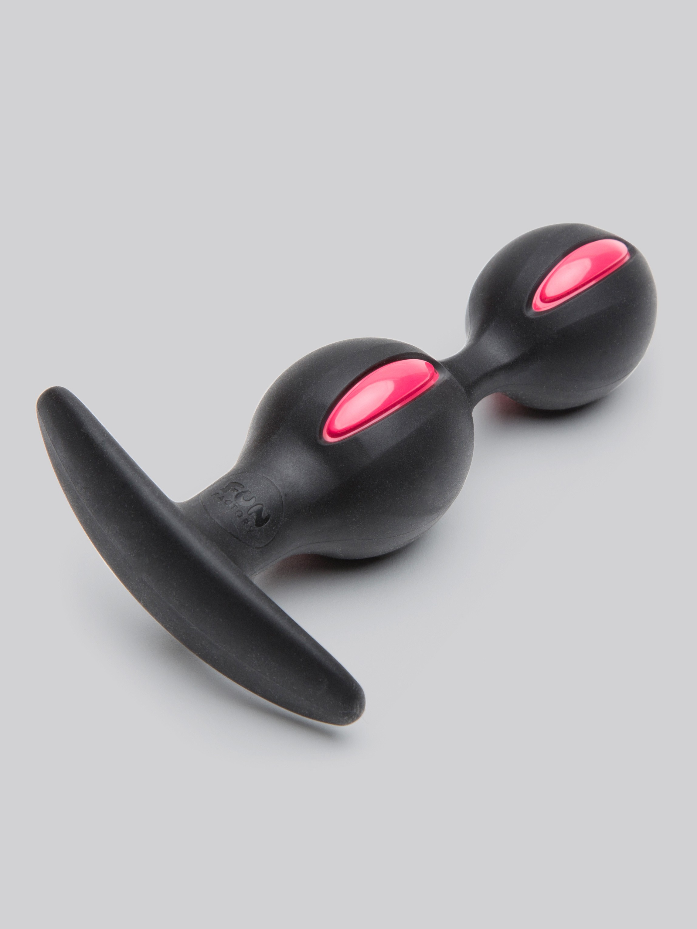 Fun Factory B Balls Duo Silicone Intermediate Butt Plug with Jiggle Balls, Black, hi-res