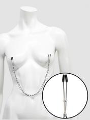 DOMINIX Deluxe Adjustable Tweezer Nipple Clamps with Chain, Silver, hi-res