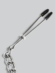 DOMINIX Deluxe Adjustable Tweezer Nipple Clamps with Chain, Silver, hi-res
