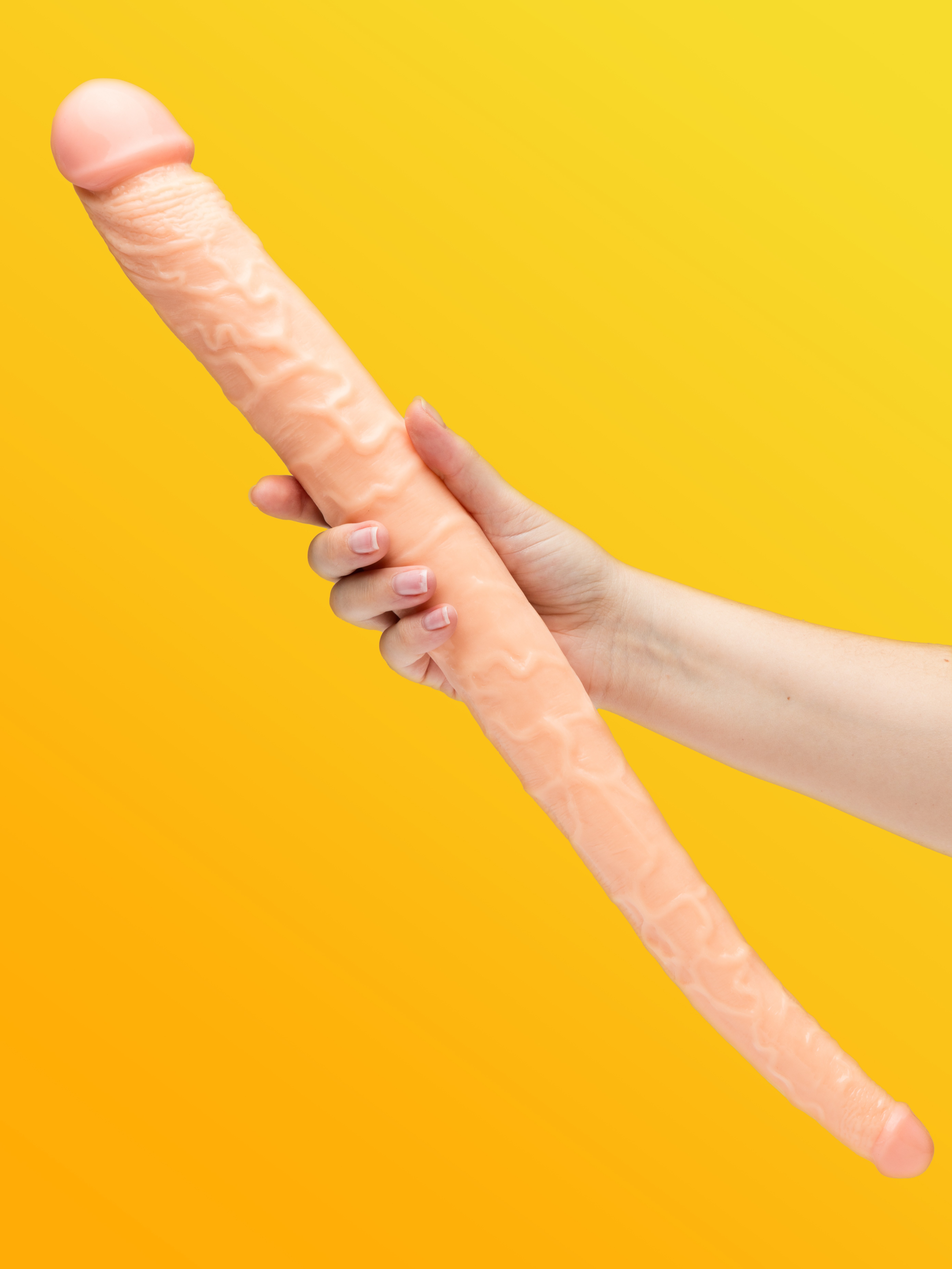 Hoodlum Tapered Double Penetration Realistic Double-Ended Dildo 22 Inch, Flesh Pink, hi-res