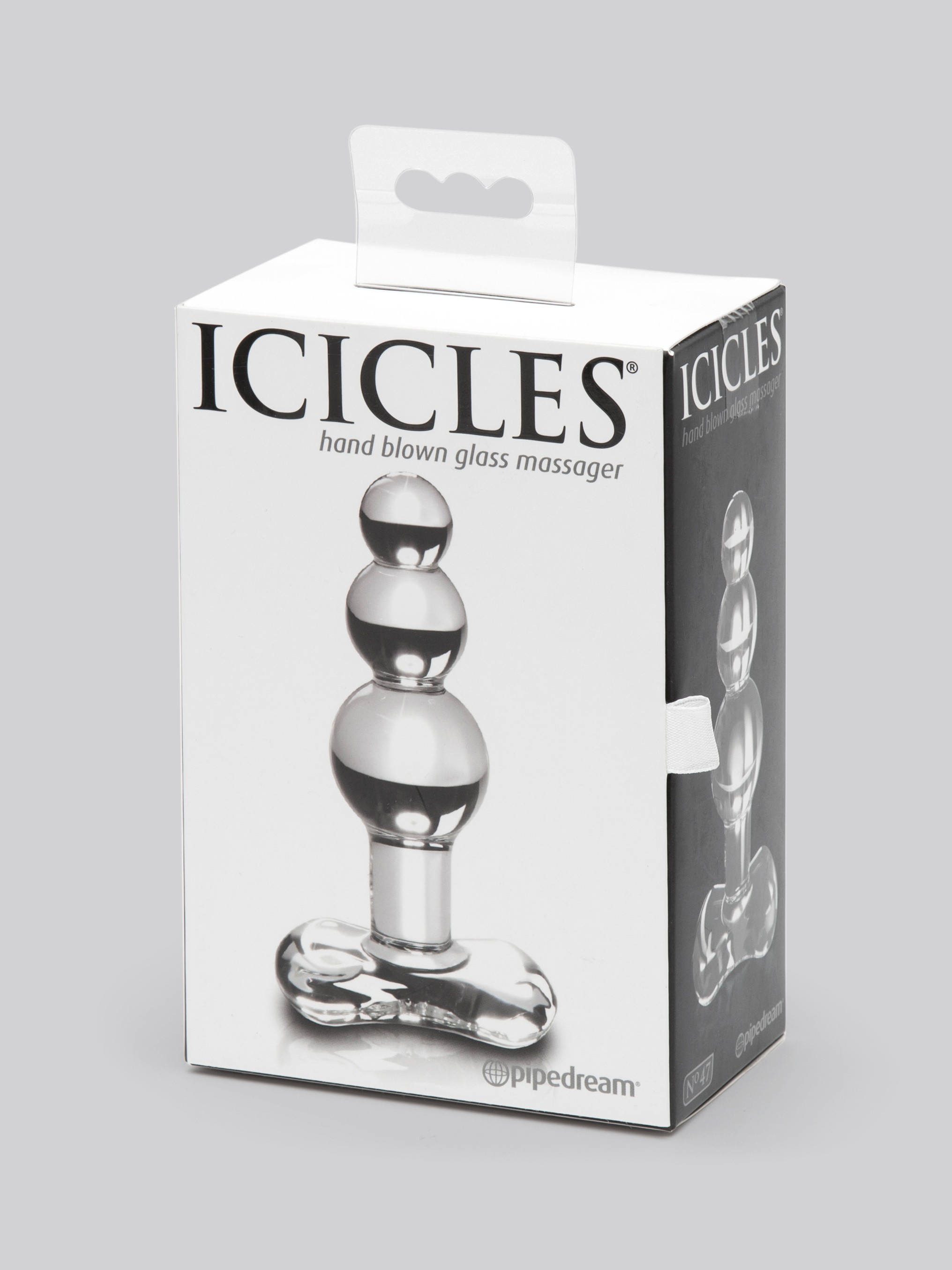 Icicles No 47 Beaded Glass Butt Plug with T-Bar Base, Clear, hi-res