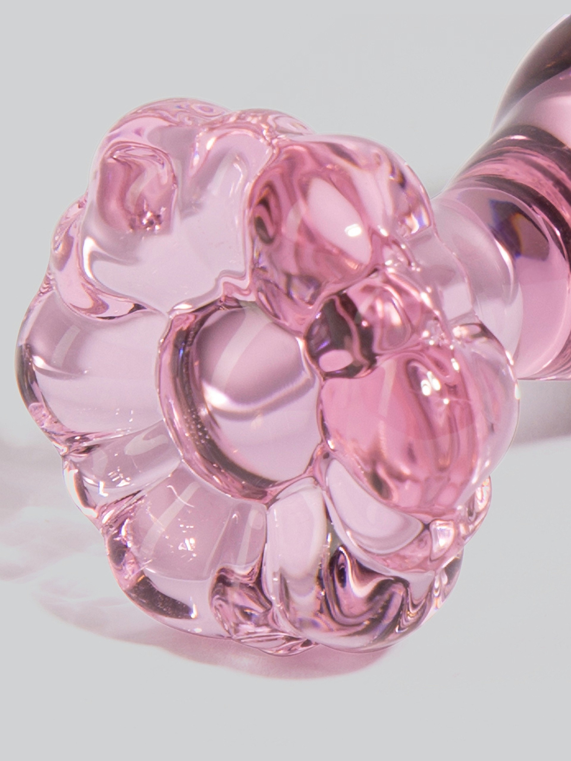 Icicles No 48 Medium Glass Flower Butt Plug 3 Inch, Pink, hi-res