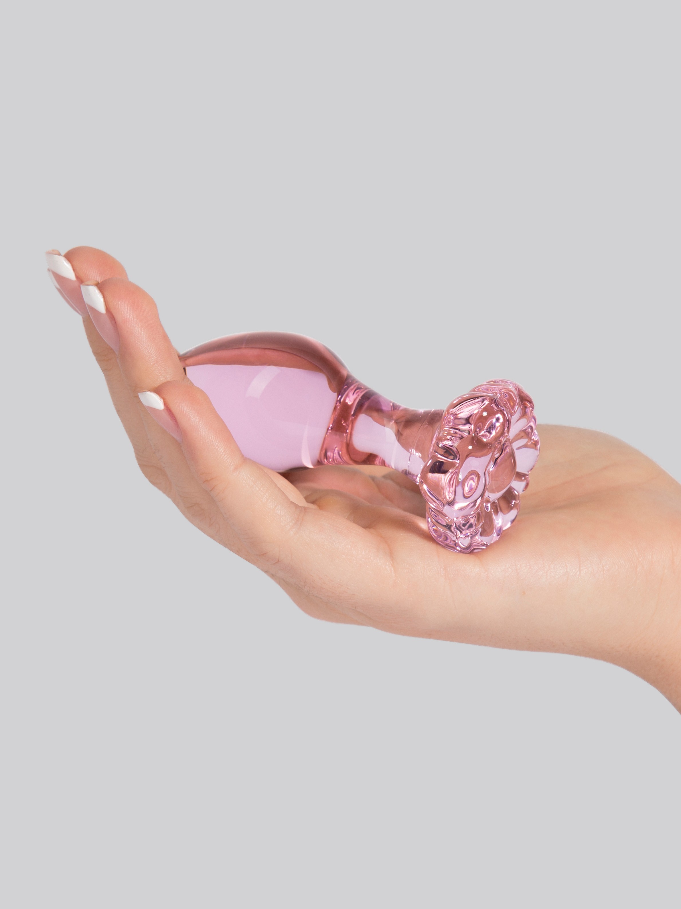 Icicles No 48 Medium Glass Flower Butt Plug 3 Inch, Pink, hi-res