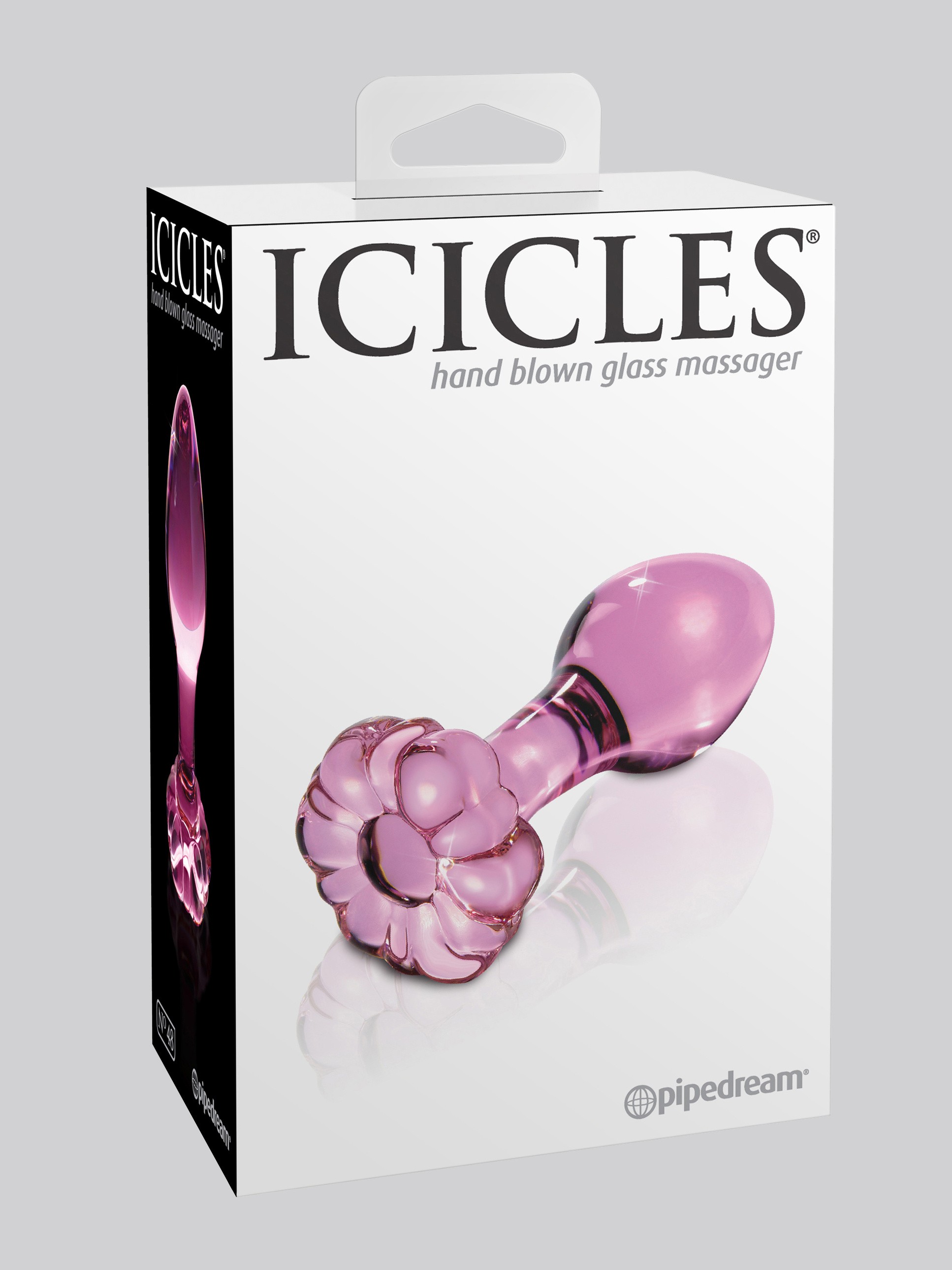 Icicles No 48 Medium Glass Flower Butt Plug 3 Inch, Pink, hi-res