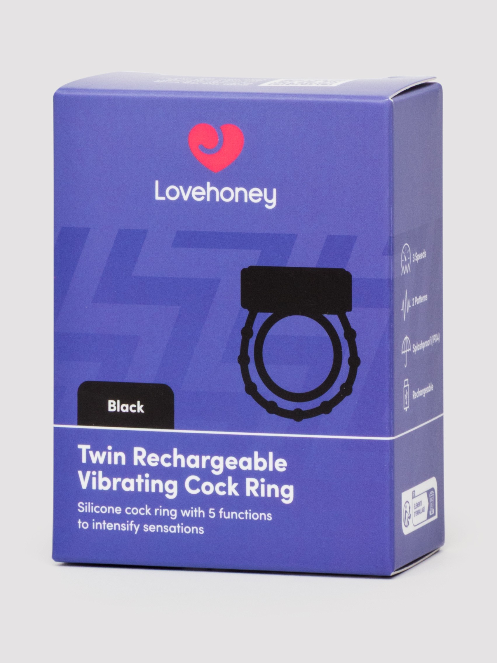 Tracey Cox Supersex Rechargeable Vibrating Love Ring, Black, hi-res