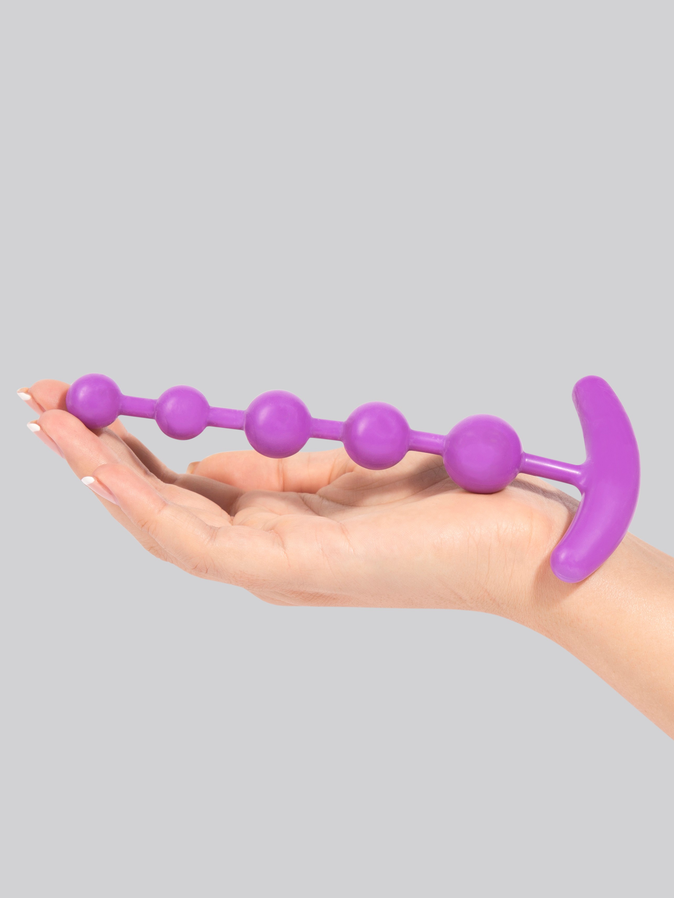 Pure Anal Beads with T-Bar Handle 6.5 Inch, Purple, hi-res