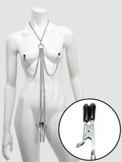 Metal Chain Harness with Nipple and Labia Clamps, Silver, hi-res