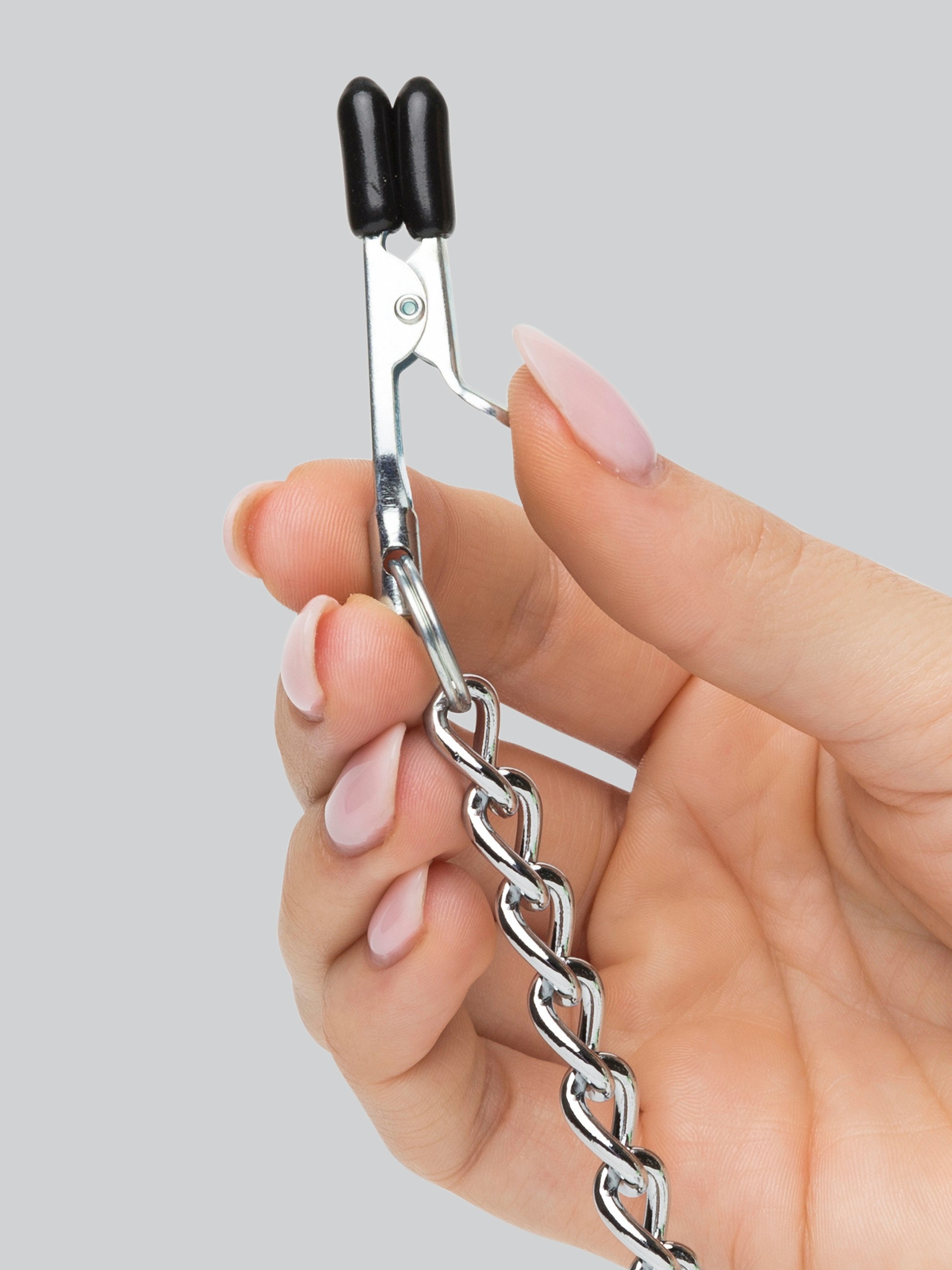 Metal Chain Harness with Nipple and Labia Clamps, Silver, hi-res