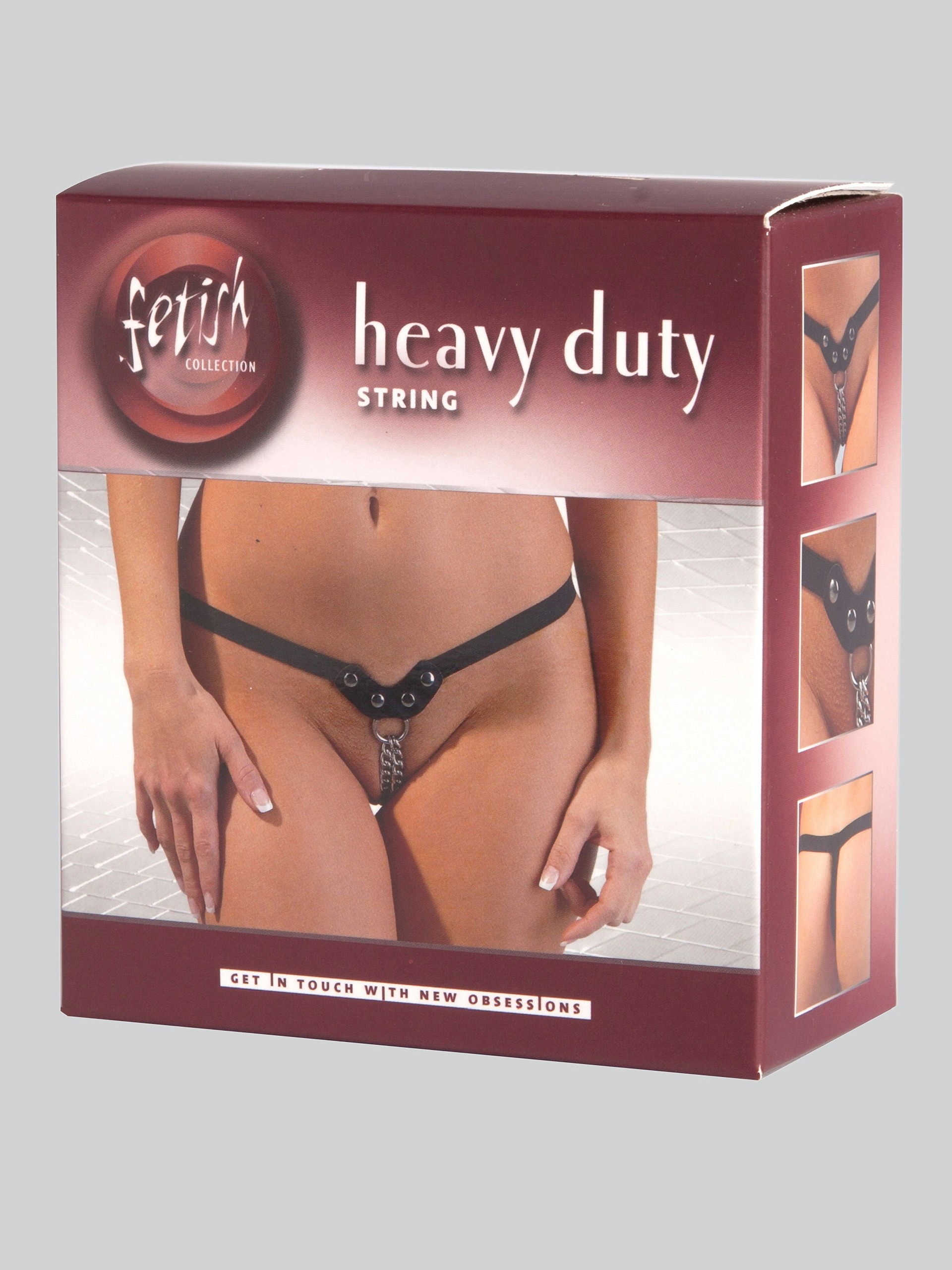 Female Chain G-String with Elasticated Straps, Black, hi-res